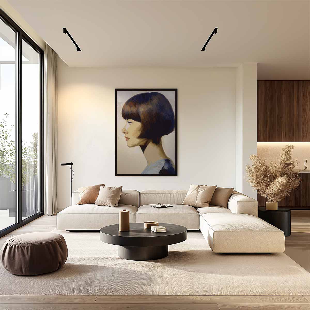 Modern Portret in Profiel Kunstwerk-canvas-dibond-plexiglas-wanddecoratie-WallArtistic