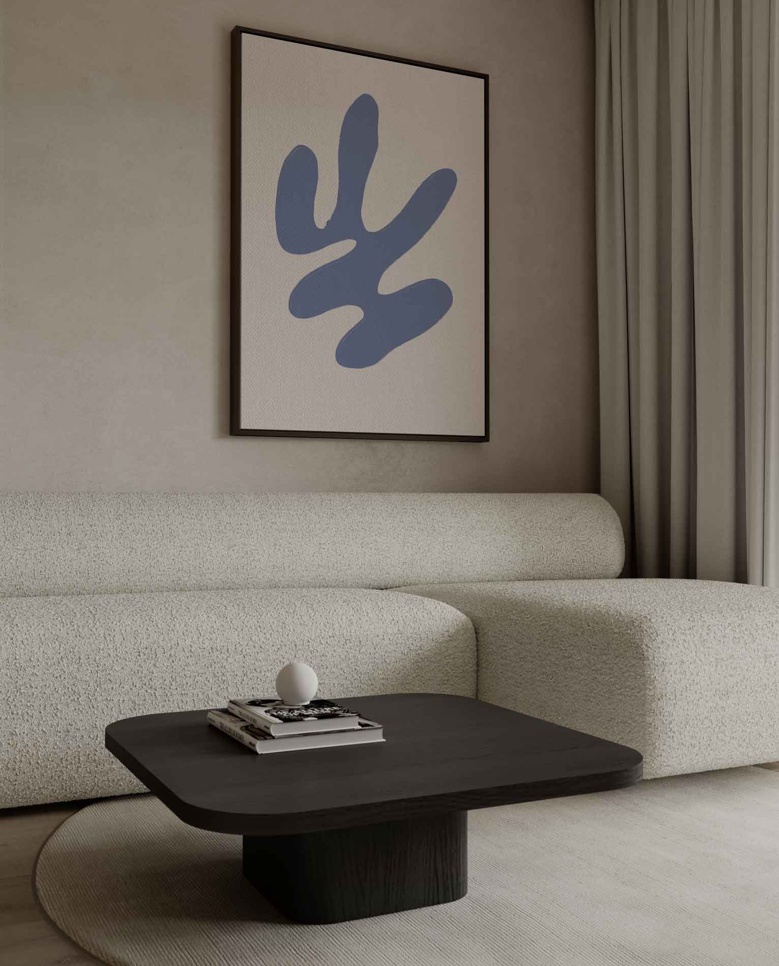 Blauwe Organische Vormen Kunstwerk-canvas-dibond-plexiglas-wanddecoratie-WallArtistic