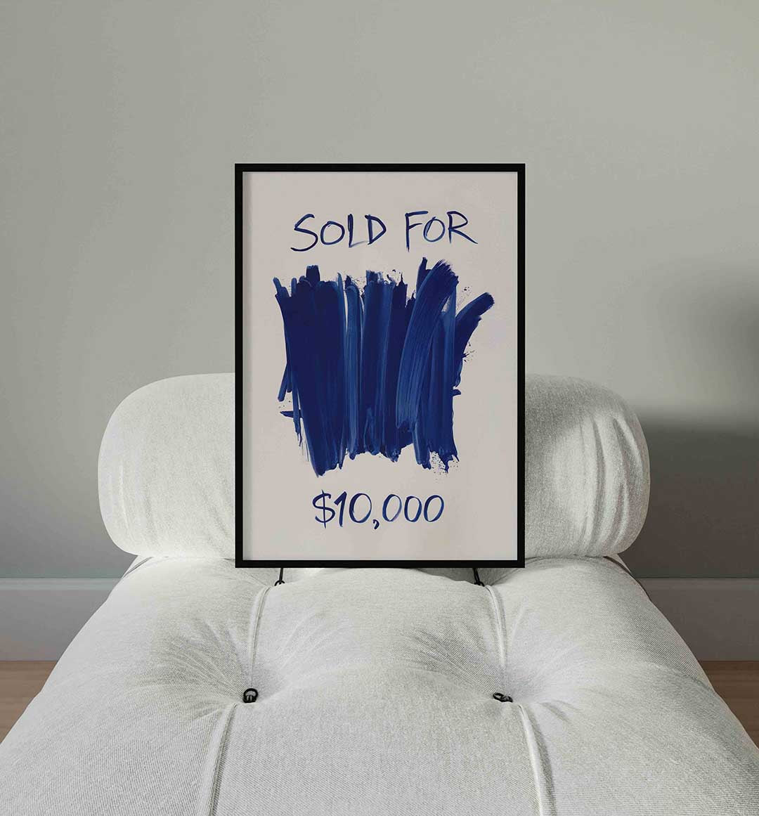 Blauwe penseelstreken Poster
