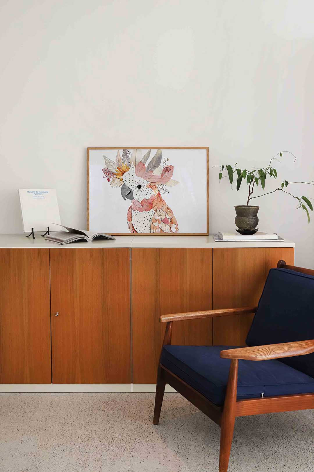 Papegaai met bloemen Poster