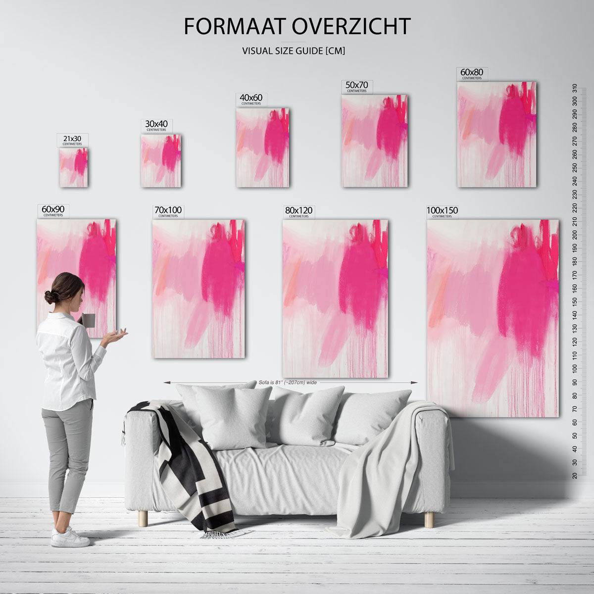 Roze en rode abstracte Poster