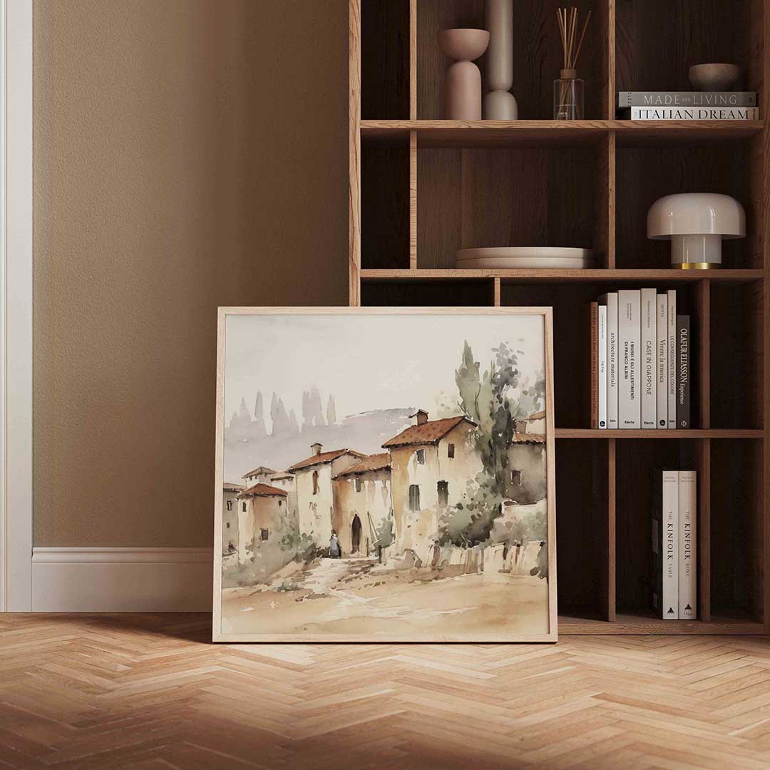 Landschap met huizen Poster