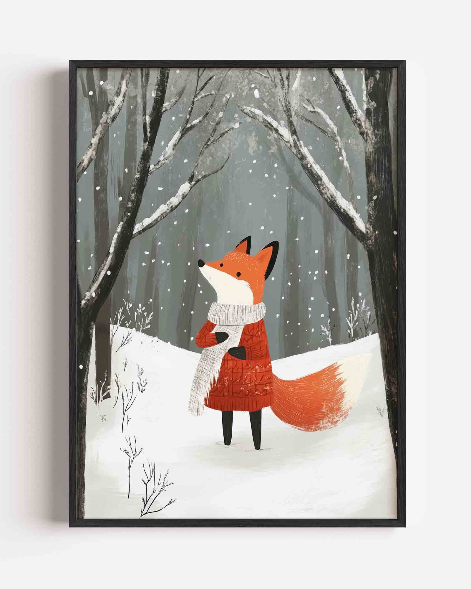 Vos in winterlandschap Poster