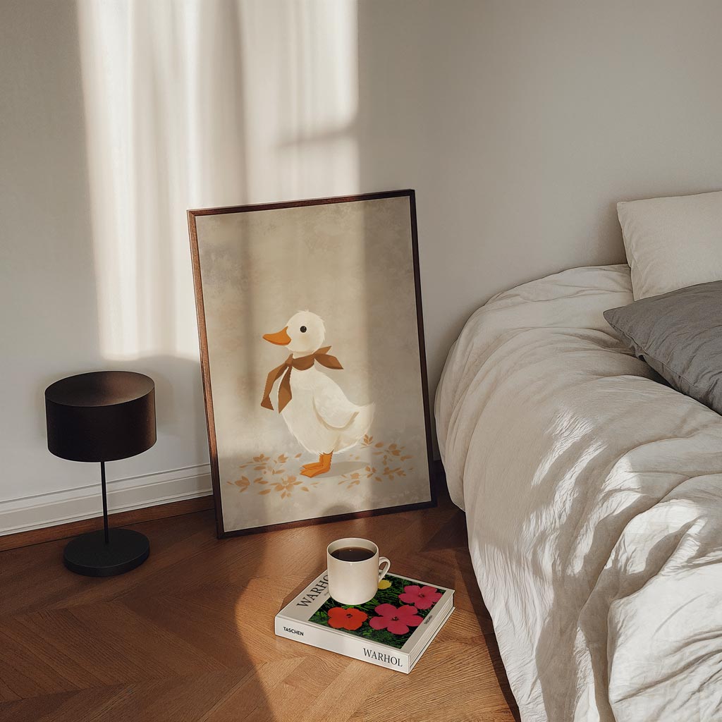 Schattige Eend Met Strikje Poster-WallArtistic