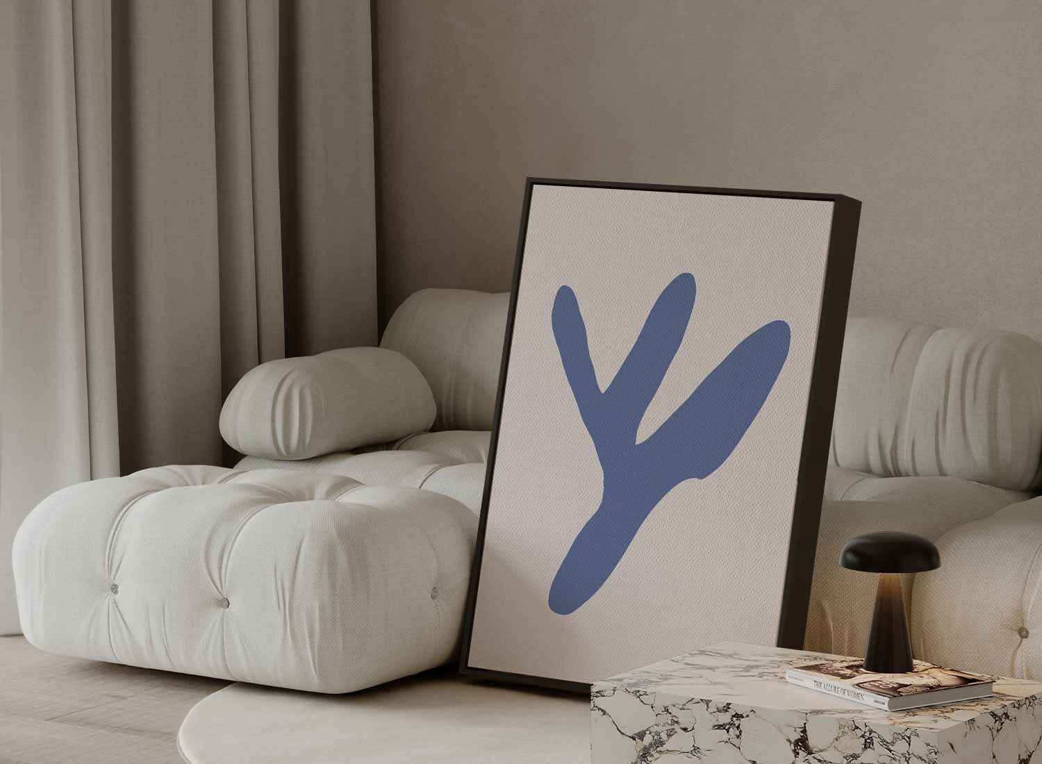 Blauwe Abstracte Vormen Kunstwerk-canvas-dibond-plexiglas-wanddecoratie-WallArtistic