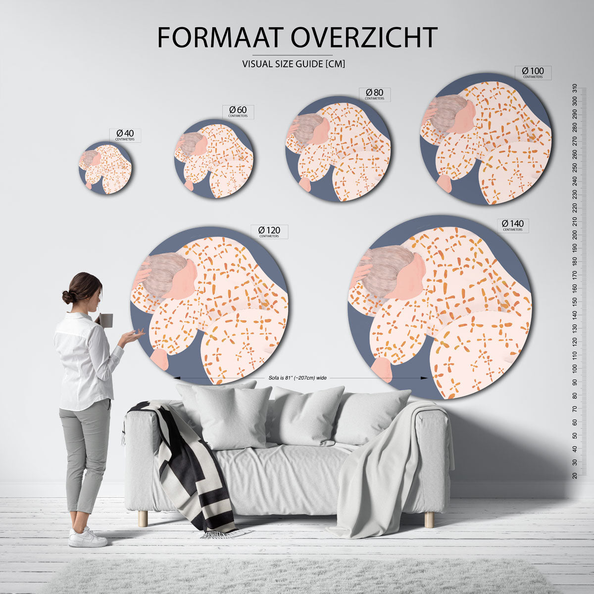 Vrouw in patroon Muurcirkel