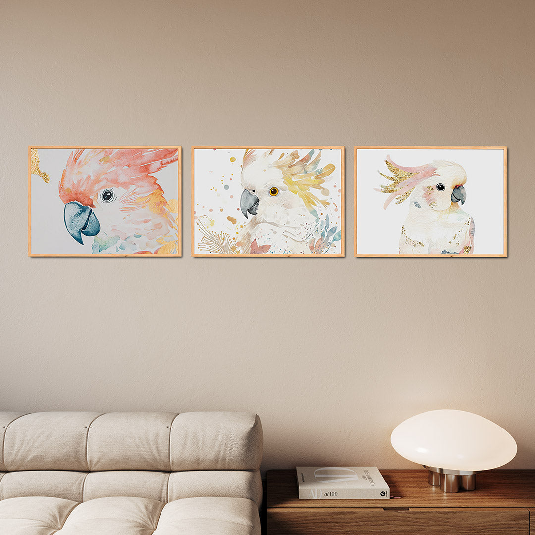 Vogelkleuren en goud Posterset