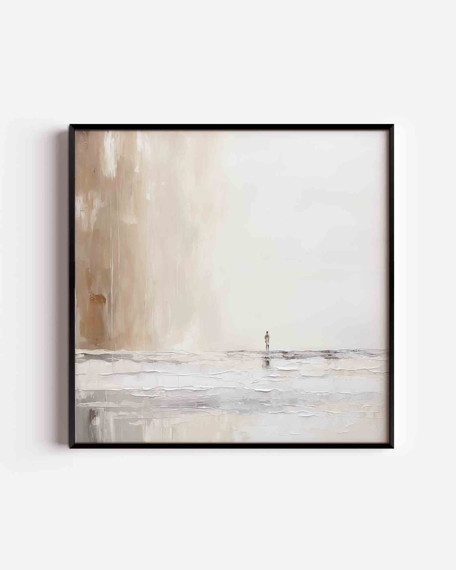 Figuur in beige landschap Poster