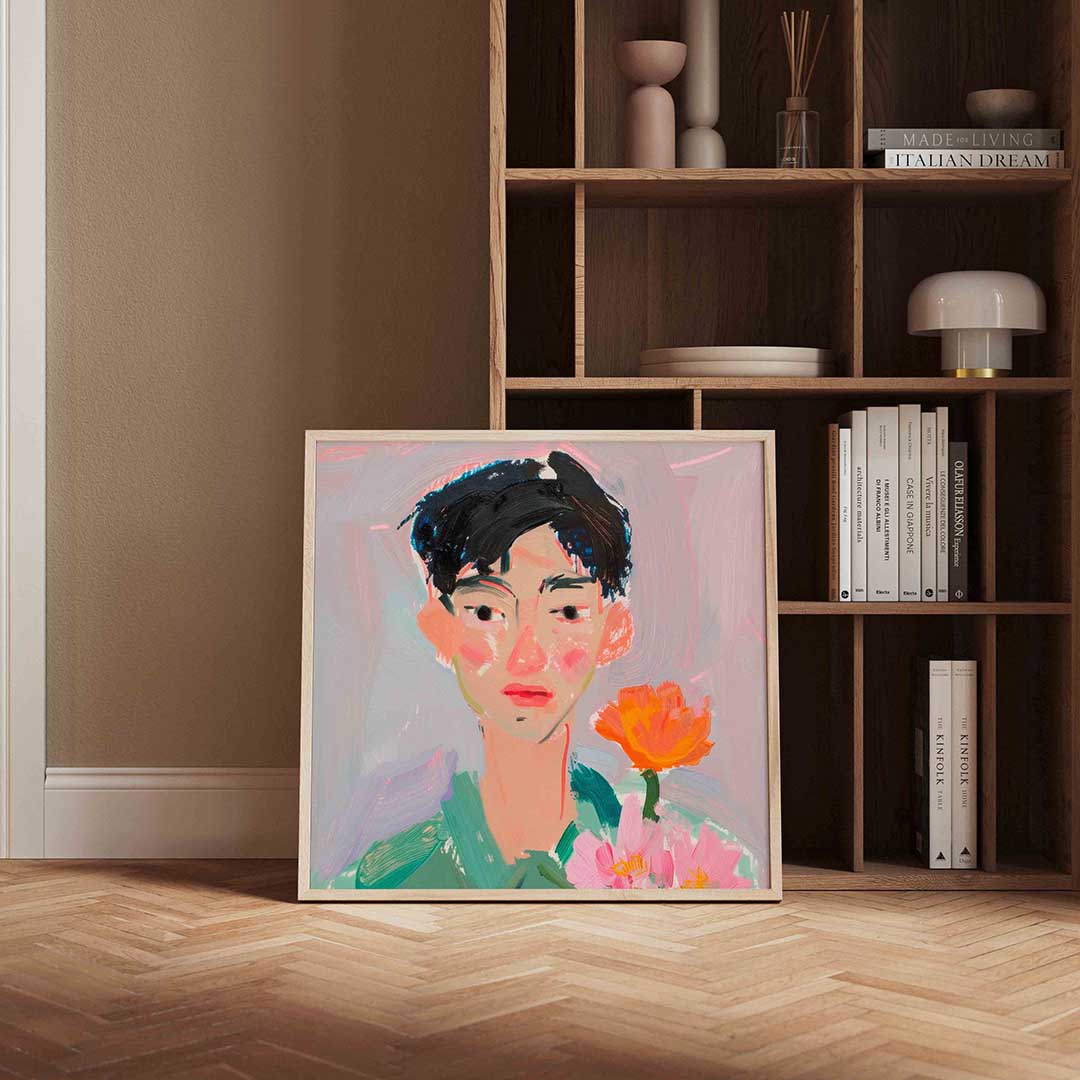 Portret met bloemen Poster