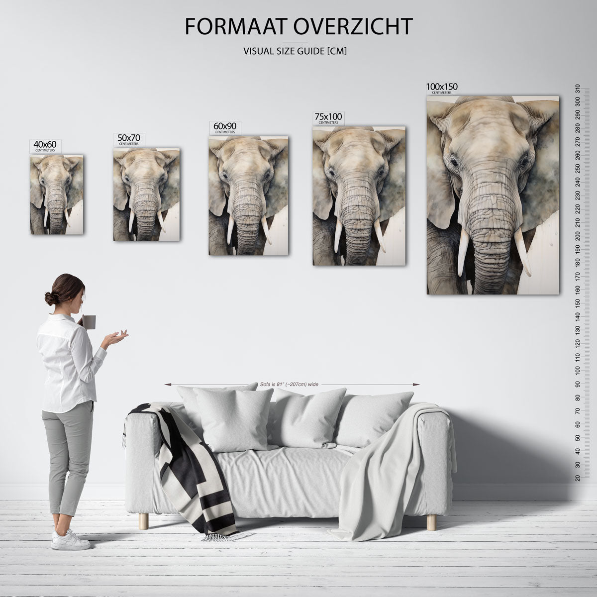 Olifant portret Kunstwerk