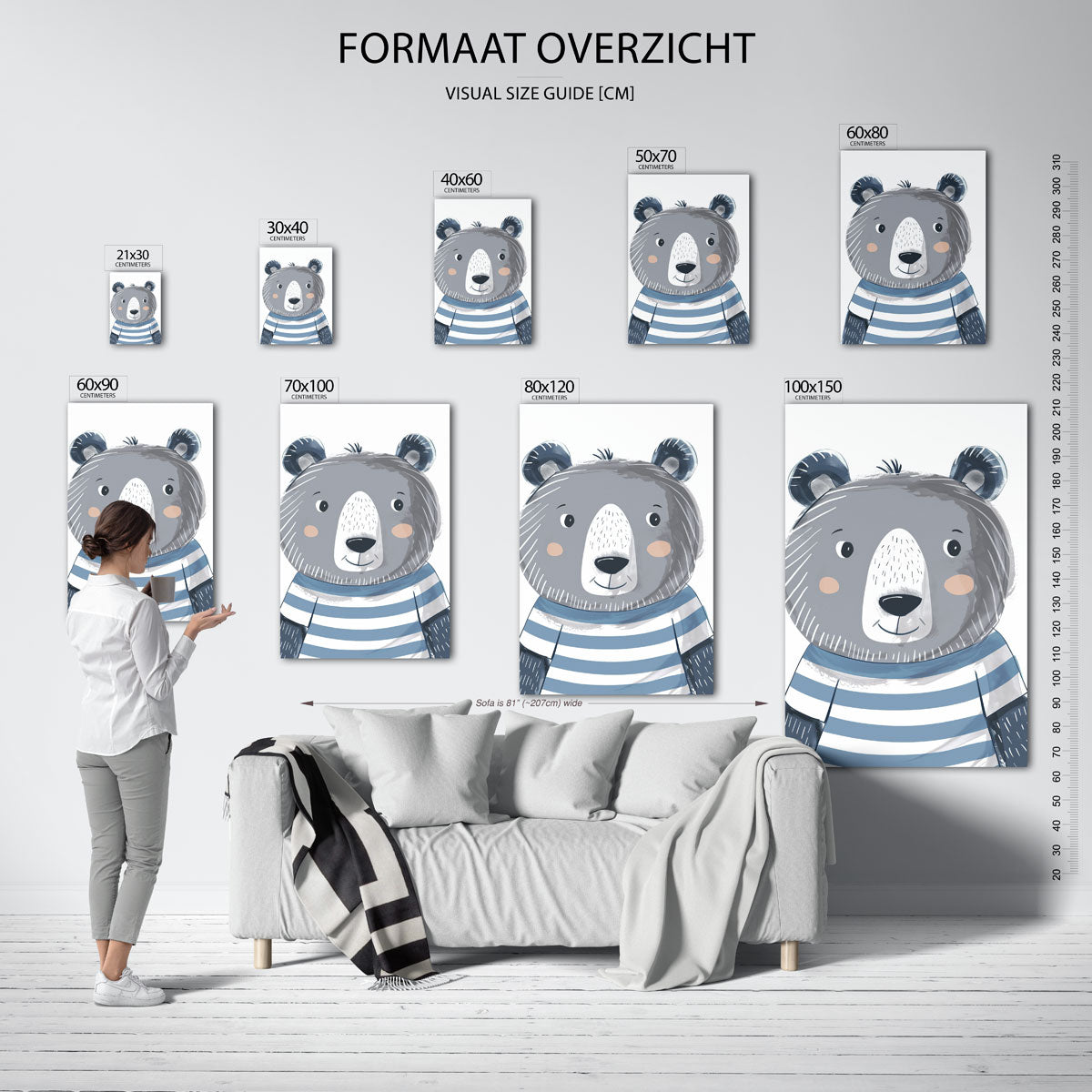 Beer met gestreept shirt Poster
