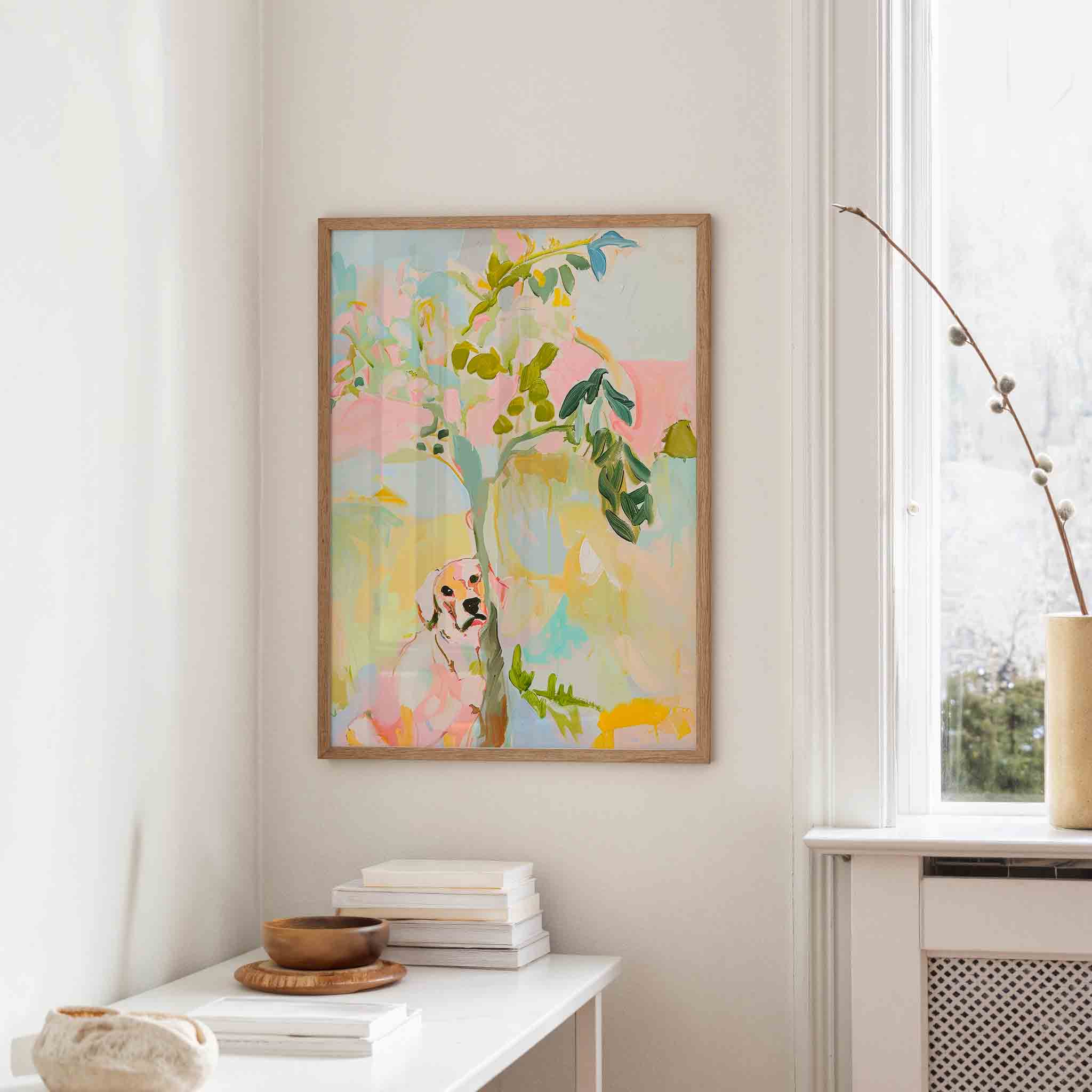 Hond en boom Poster