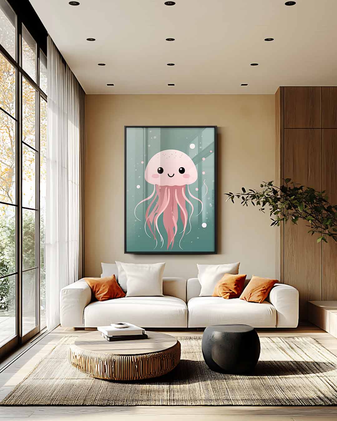 Schattige Kwallen Glimlach Kunstwerk-canvas-dibond-plexiglas-wanddecoratie-WallArtistic