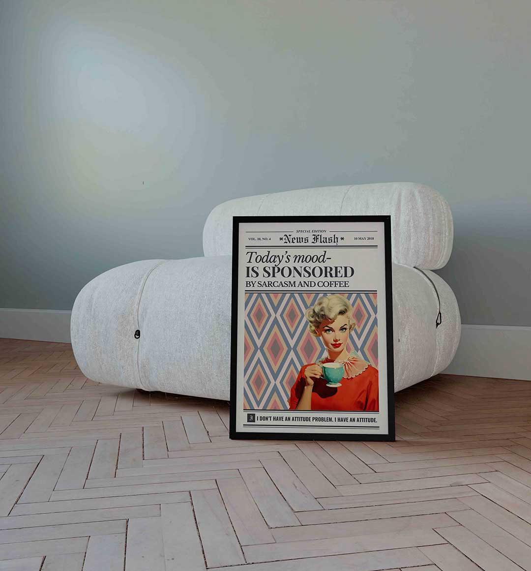 Vrouw met koffie en patroon Poster