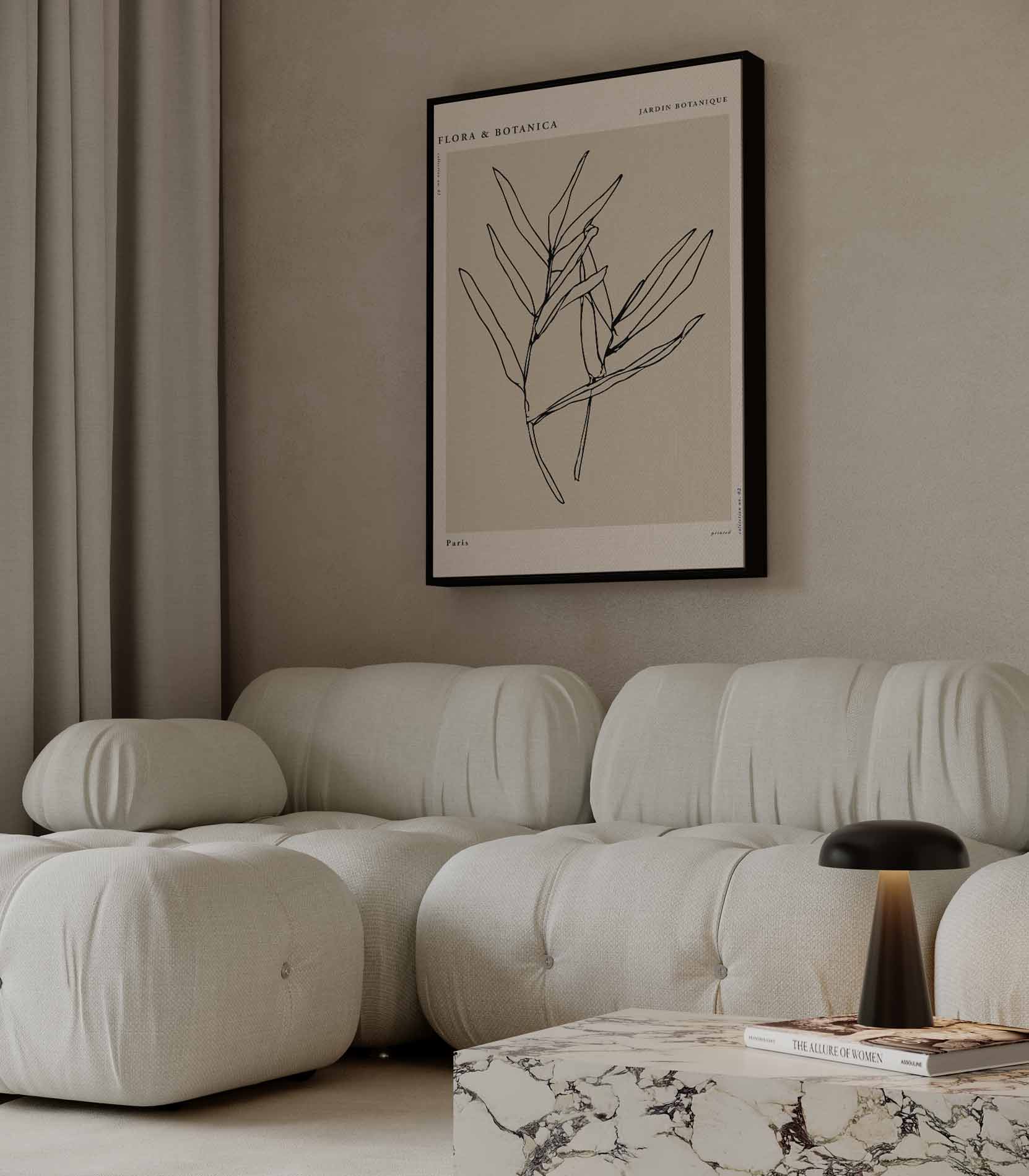Botanische Schets op Linnen Kunstwerk-canvas-dibond-plexiglas-wanddecoratie-WallArtistic
