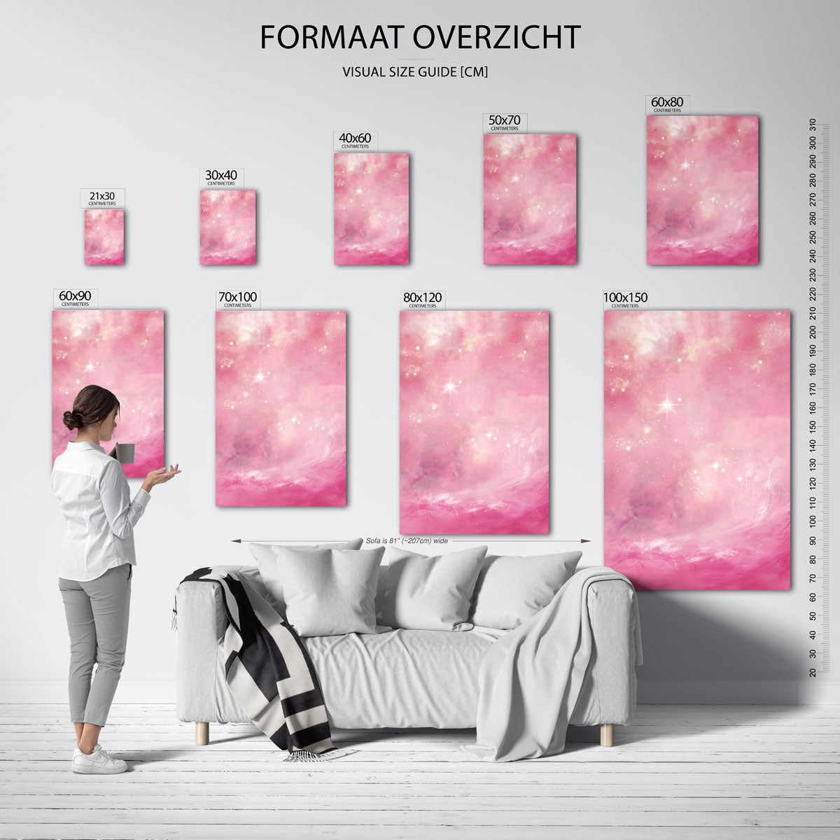 Sterrenhemel in roze Poster