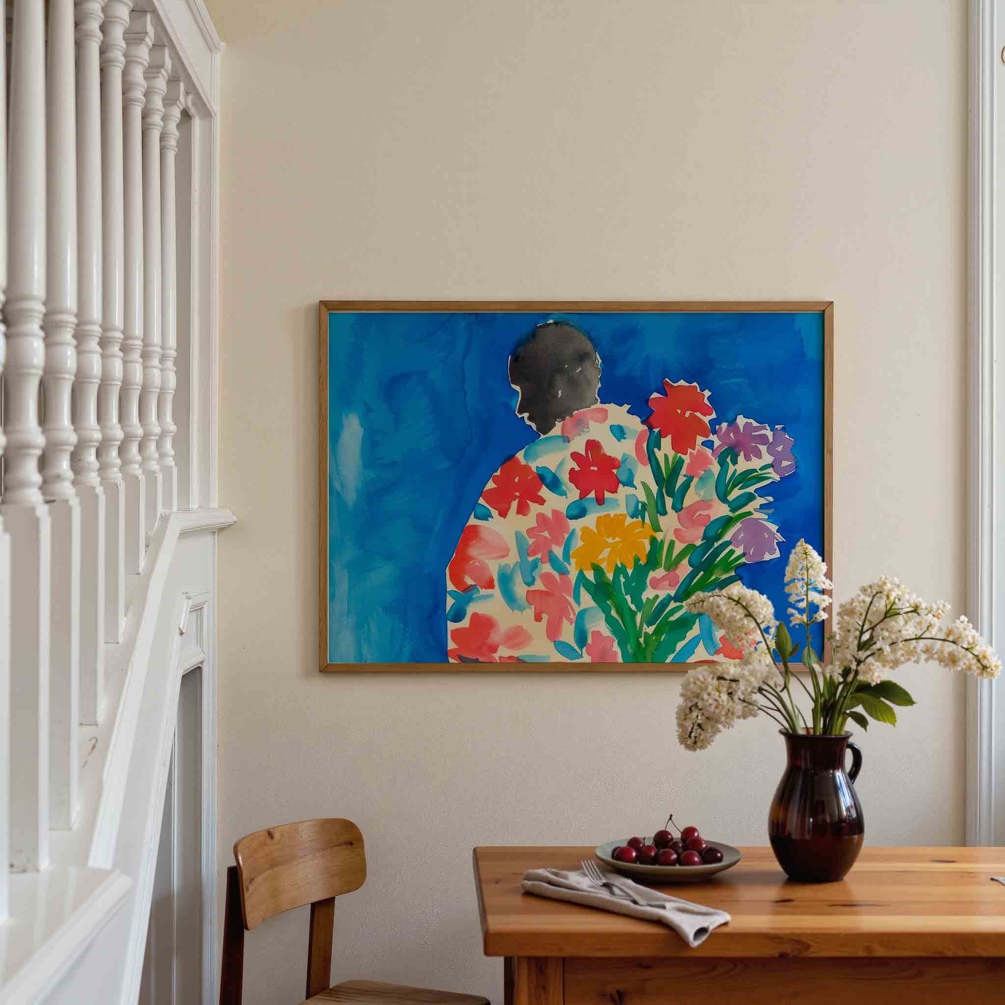 Figuur met bloemen Poster