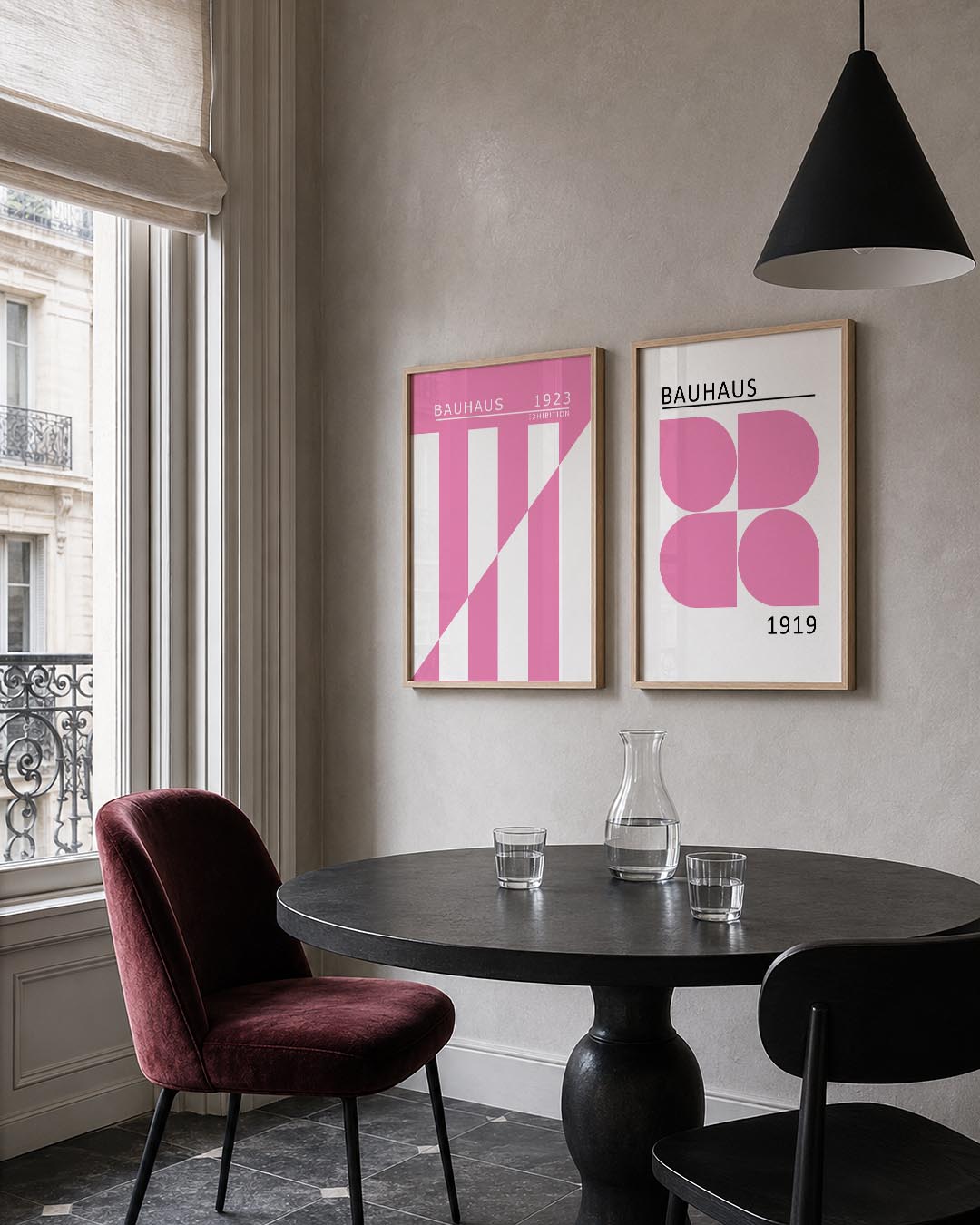 Roze lijnenspel Posterset