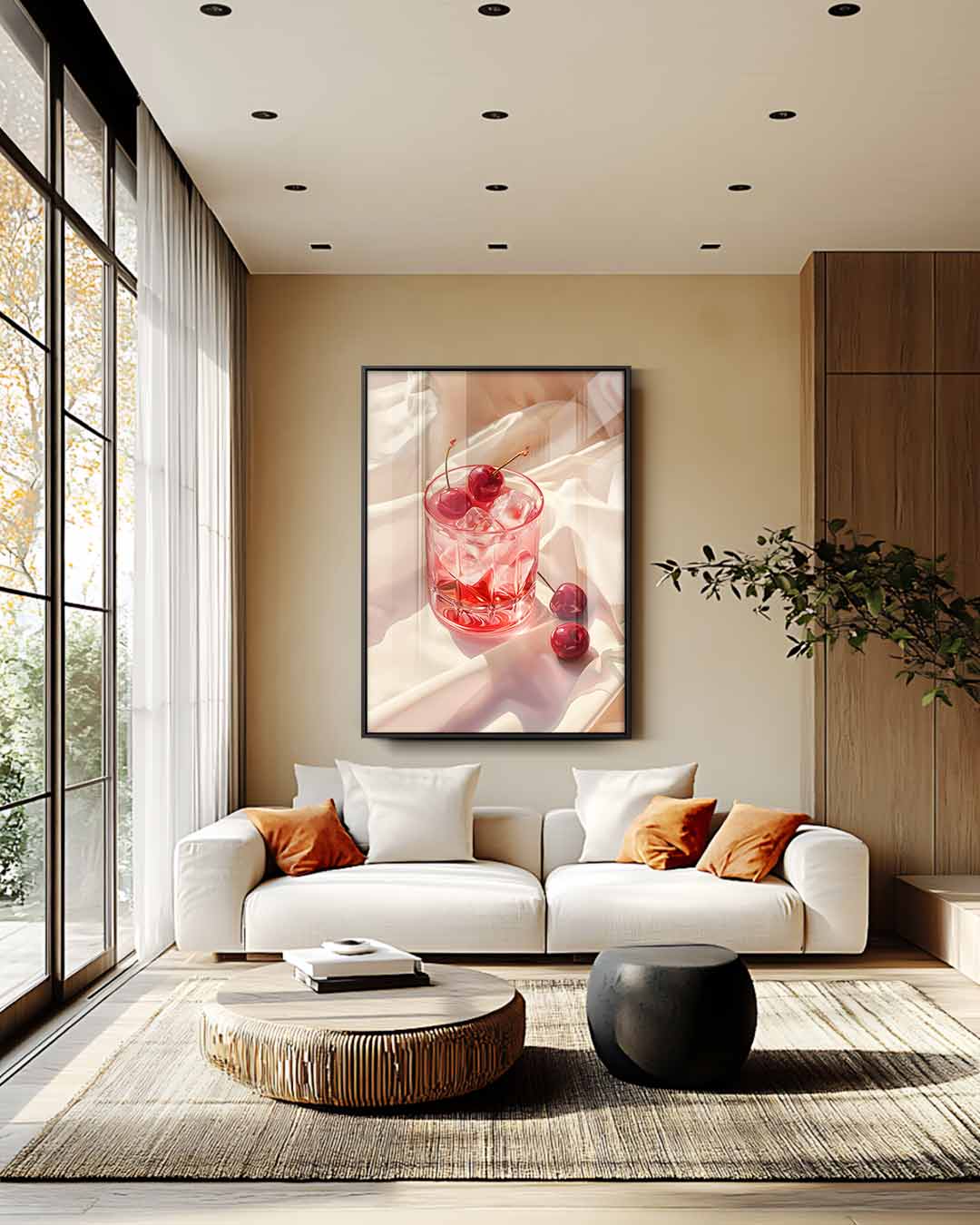 Verfrissende Kersen Op IJs Kunstwerk-canvas-dibond-plexiglas-wanddecoratie-WallArtistic