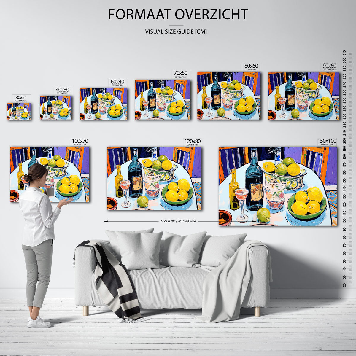 Citroenen en flessen op tafel Poster