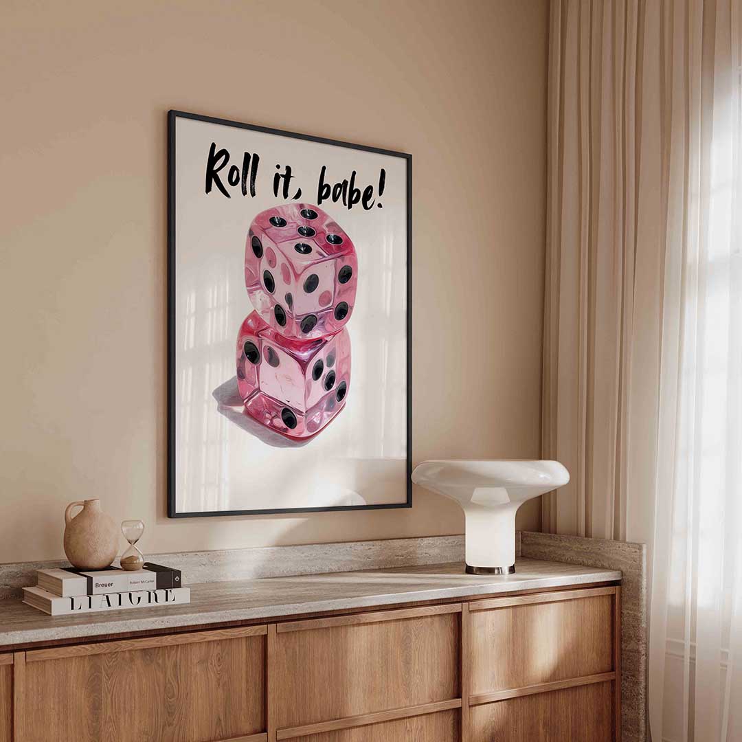 Roze dobbelstenen Poster