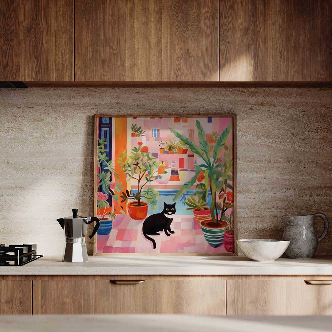 Kat tussen planten Poster