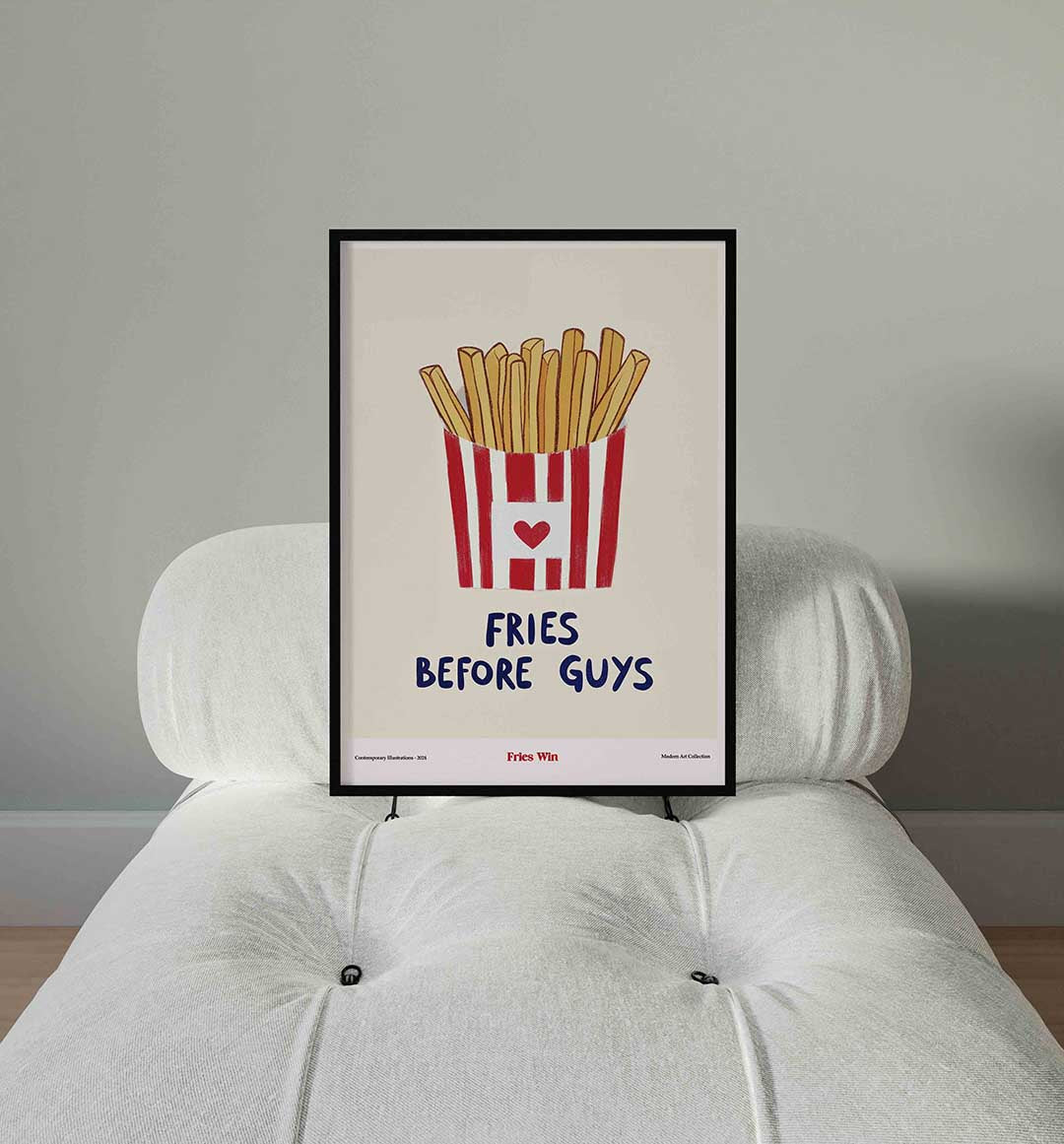 Frietjes in rood witte verpakking Poster