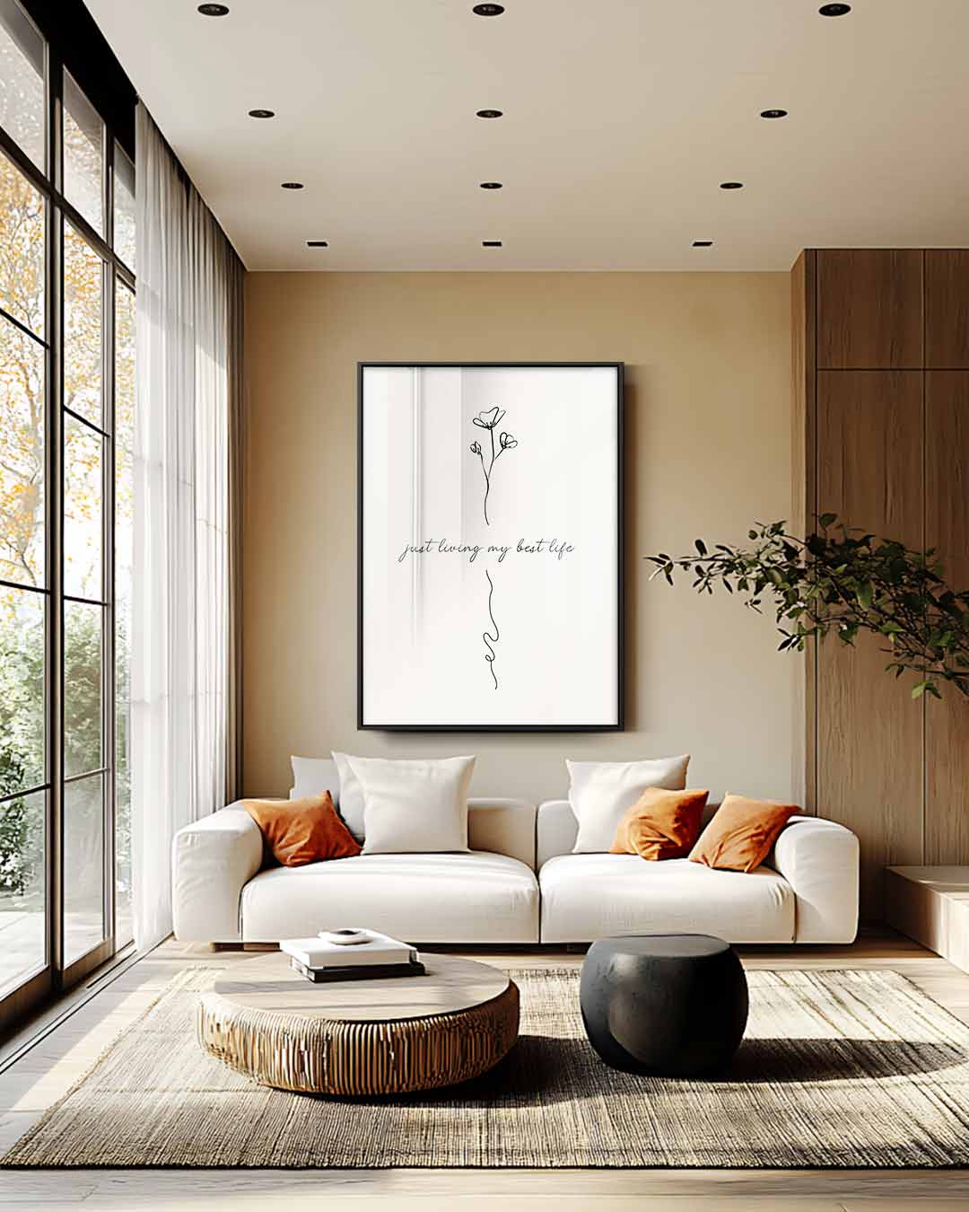 Positieve Bloemenlijn Kunstwerk-canvas-dibond-plexiglas-wanddecoratie-WallArtistic