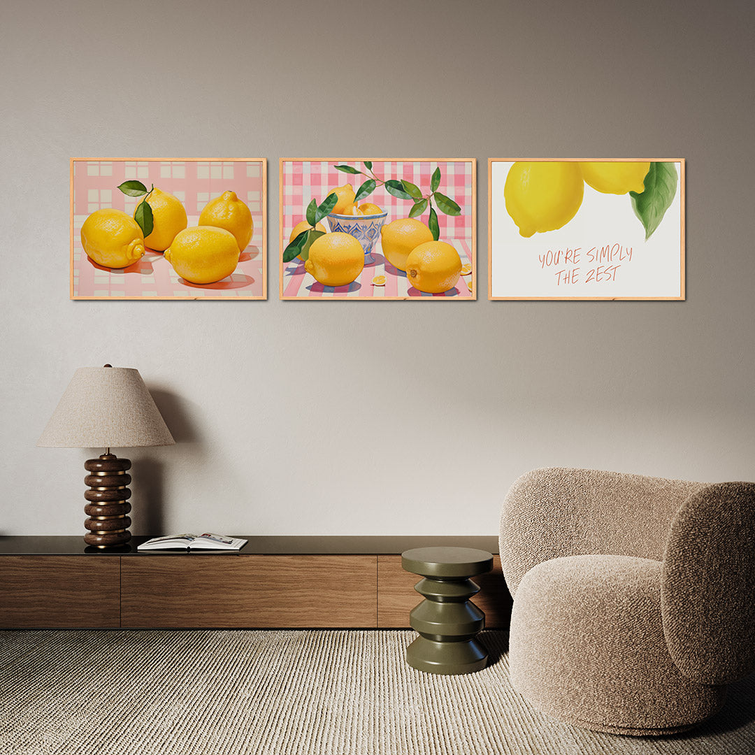 Citroenen op roze Posterset