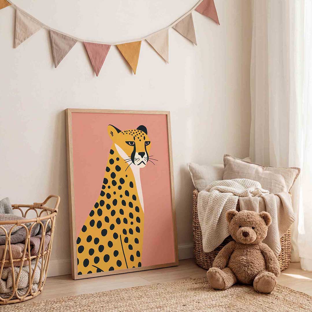 Luipaard op roze Poster
