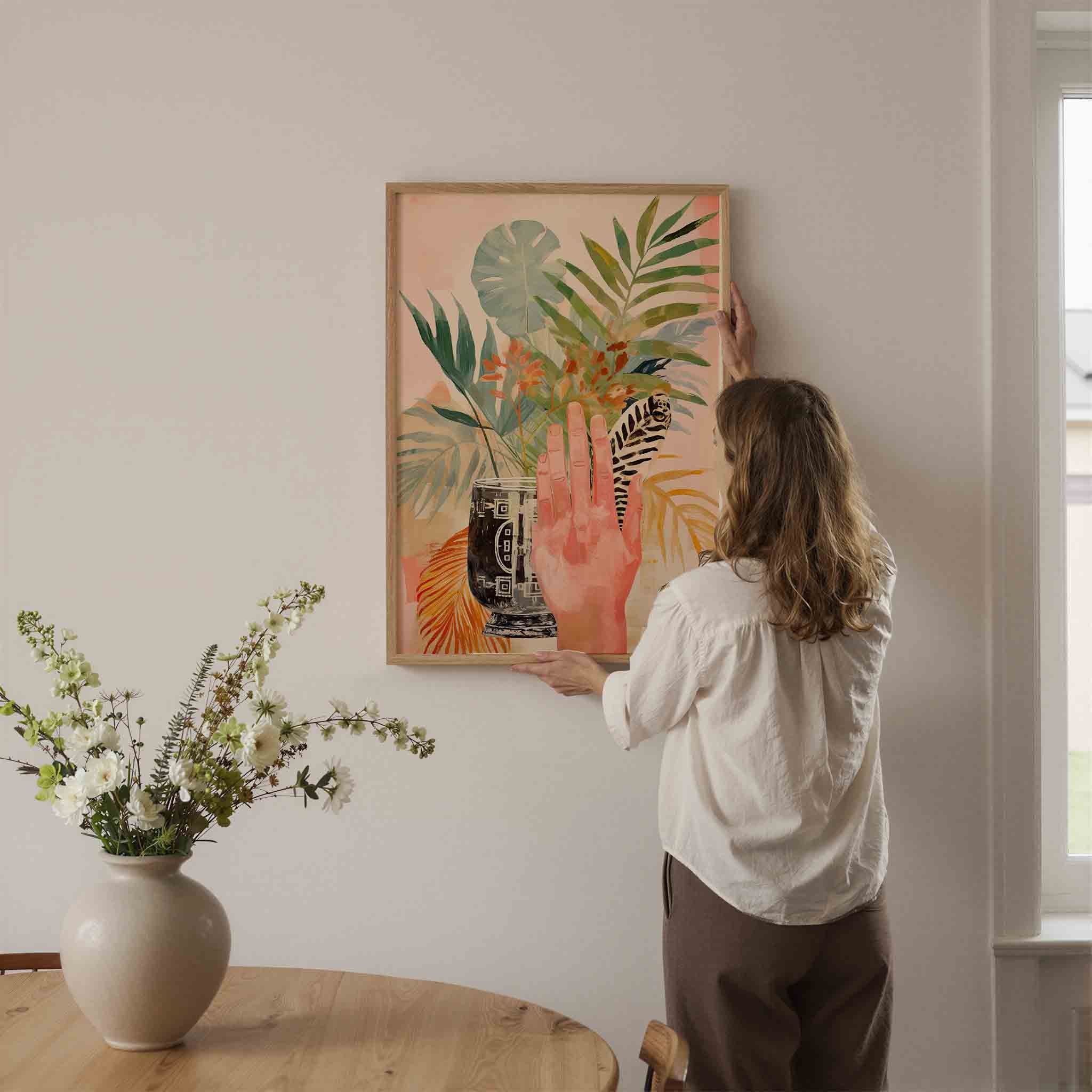 Hand en bladeren Poster