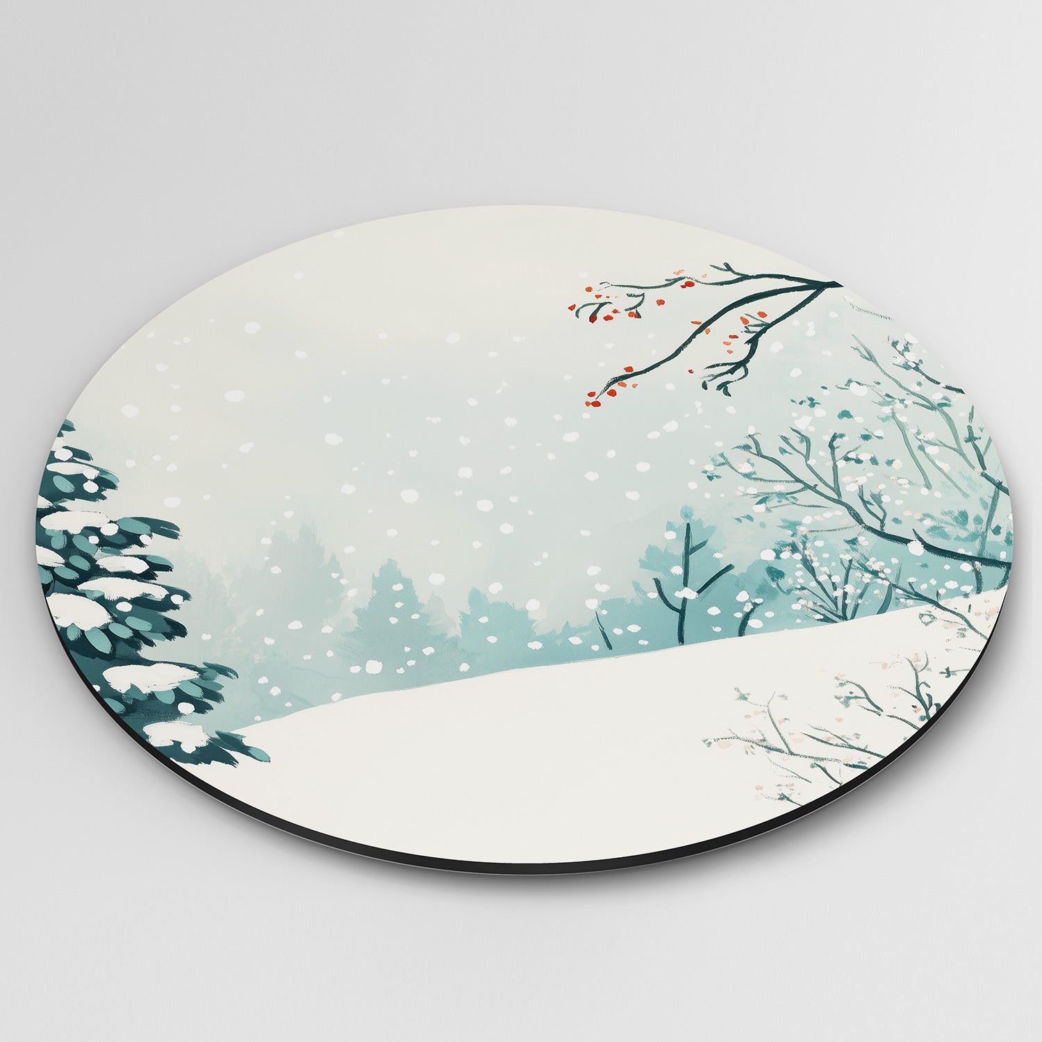 Winterlandschap met sneeuw Muurcirkel
