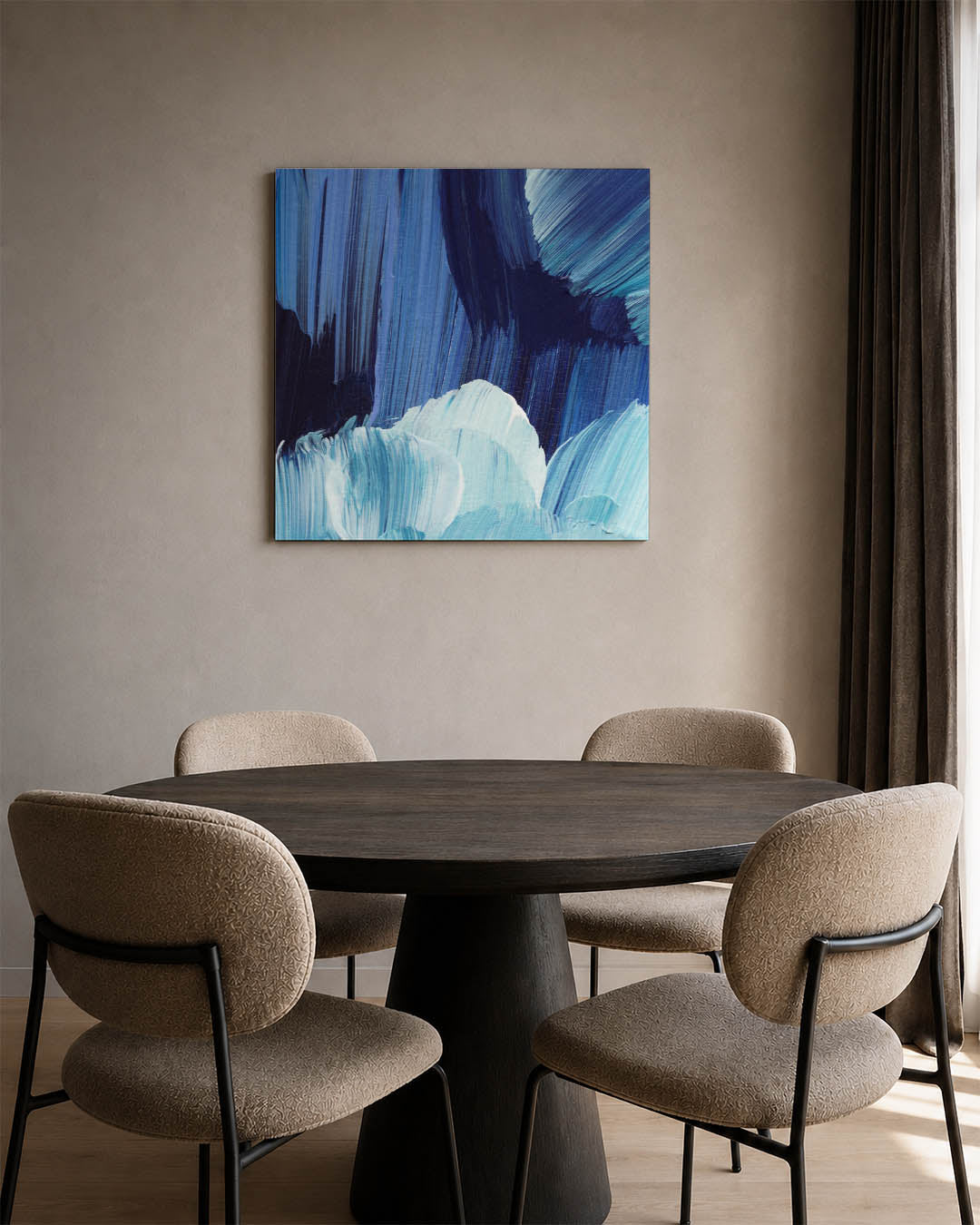 Dynamische blauwe strokes Kunstwerk