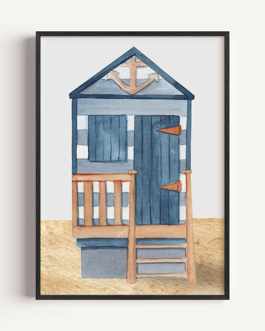 Strandhuisje Blauw Poster-WallArtistic