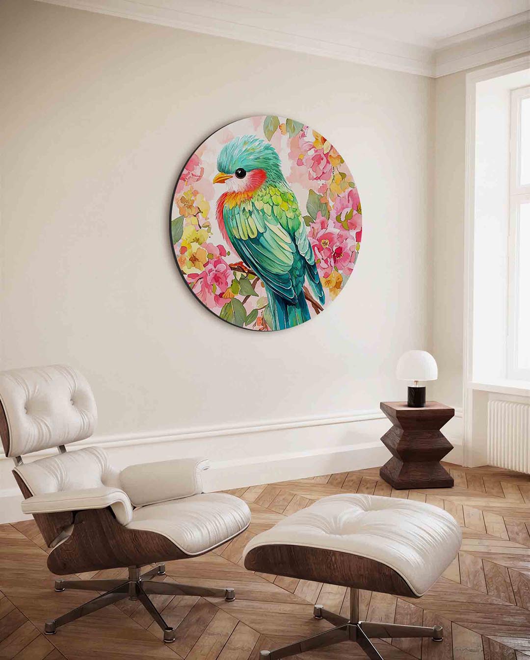 Vogel en bloemen Muurcirkel