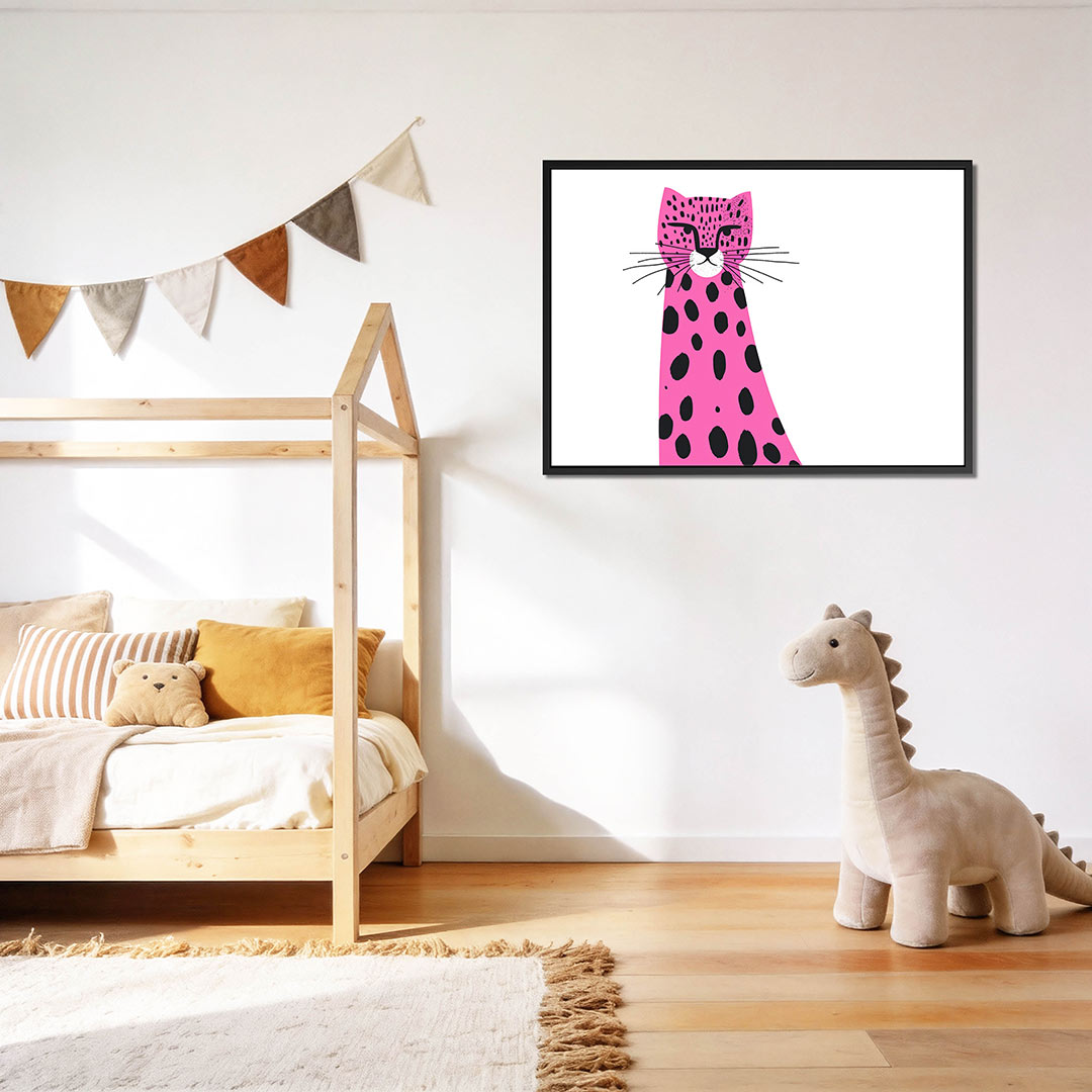 Speelse roze luipaard Kunstwerk