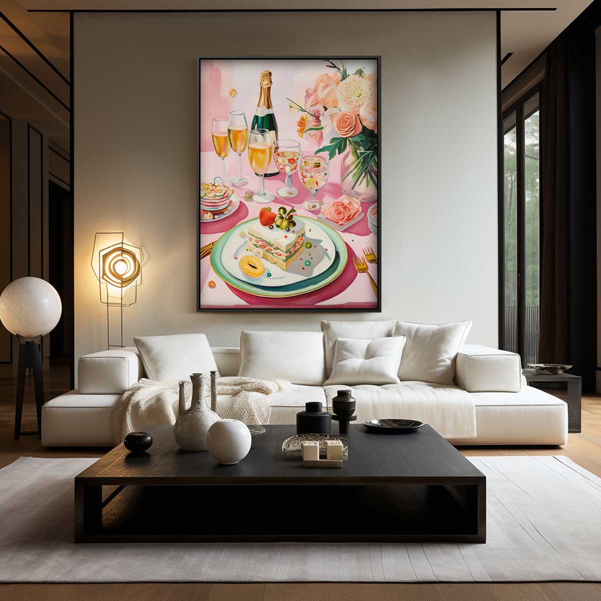 Sprankelend Feesttafereel in Pasteltinten Kunstwerk-canvas-dibond-plexiglas-wanddecoratie-WallArtistic