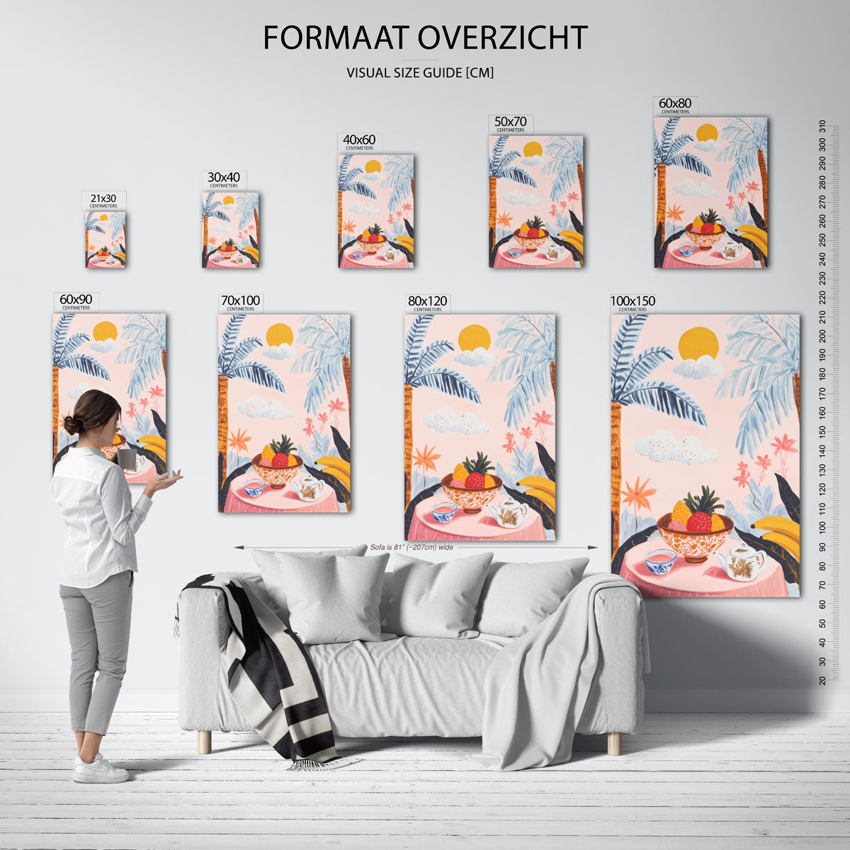Tropisch fruit en palmbomen Poster