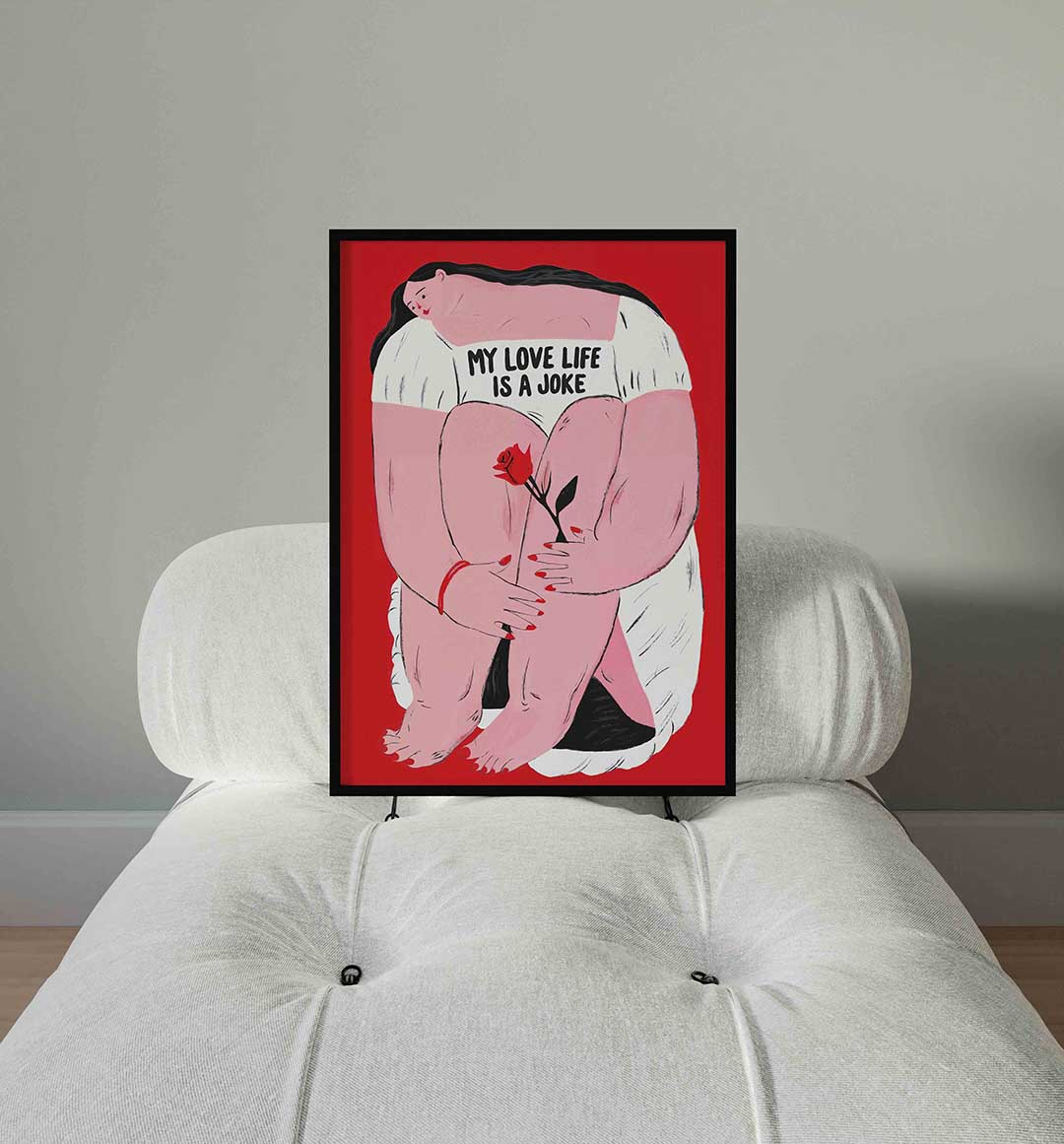 Vrouw met roos Poster