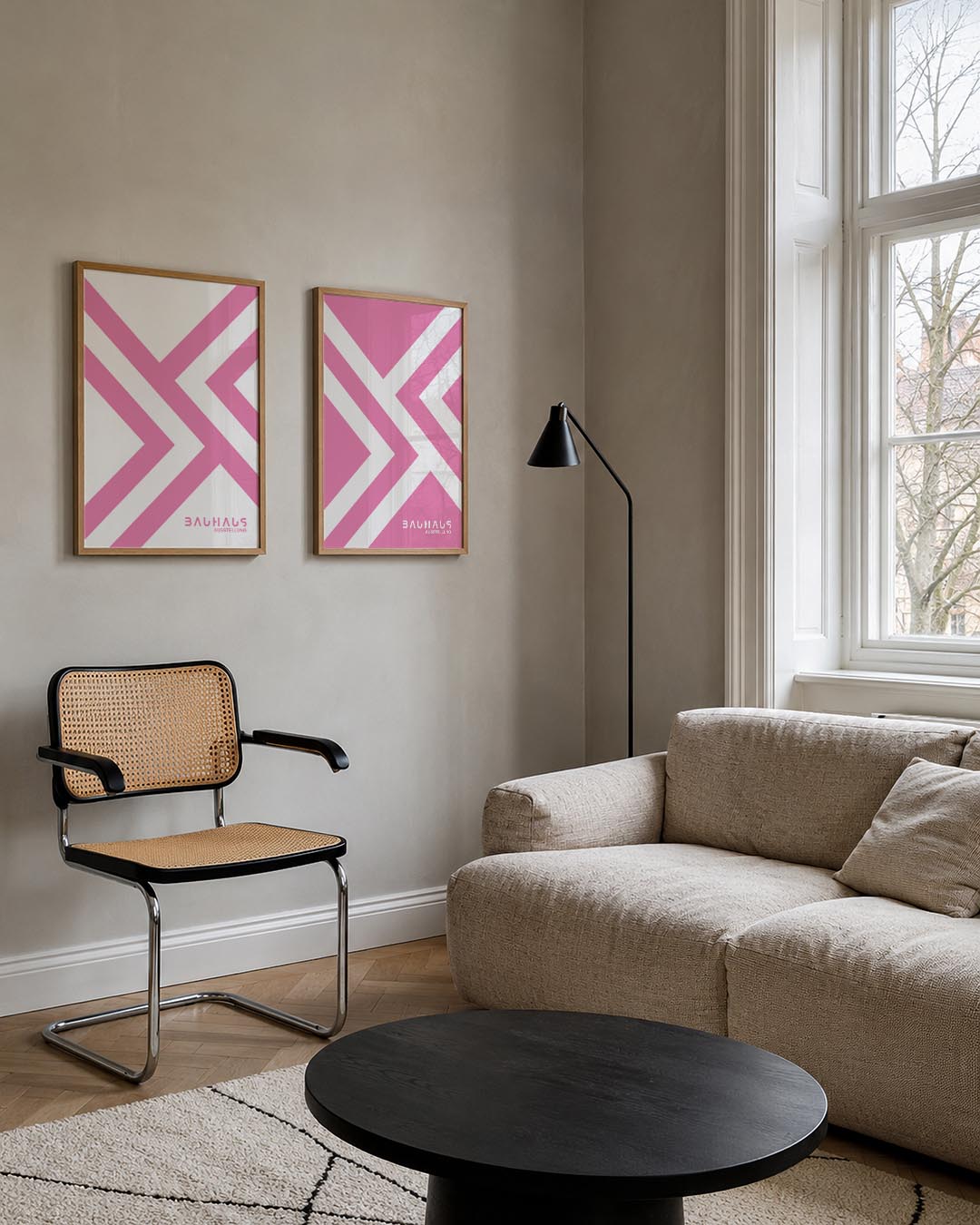Roze lijnenpatroon Posterset