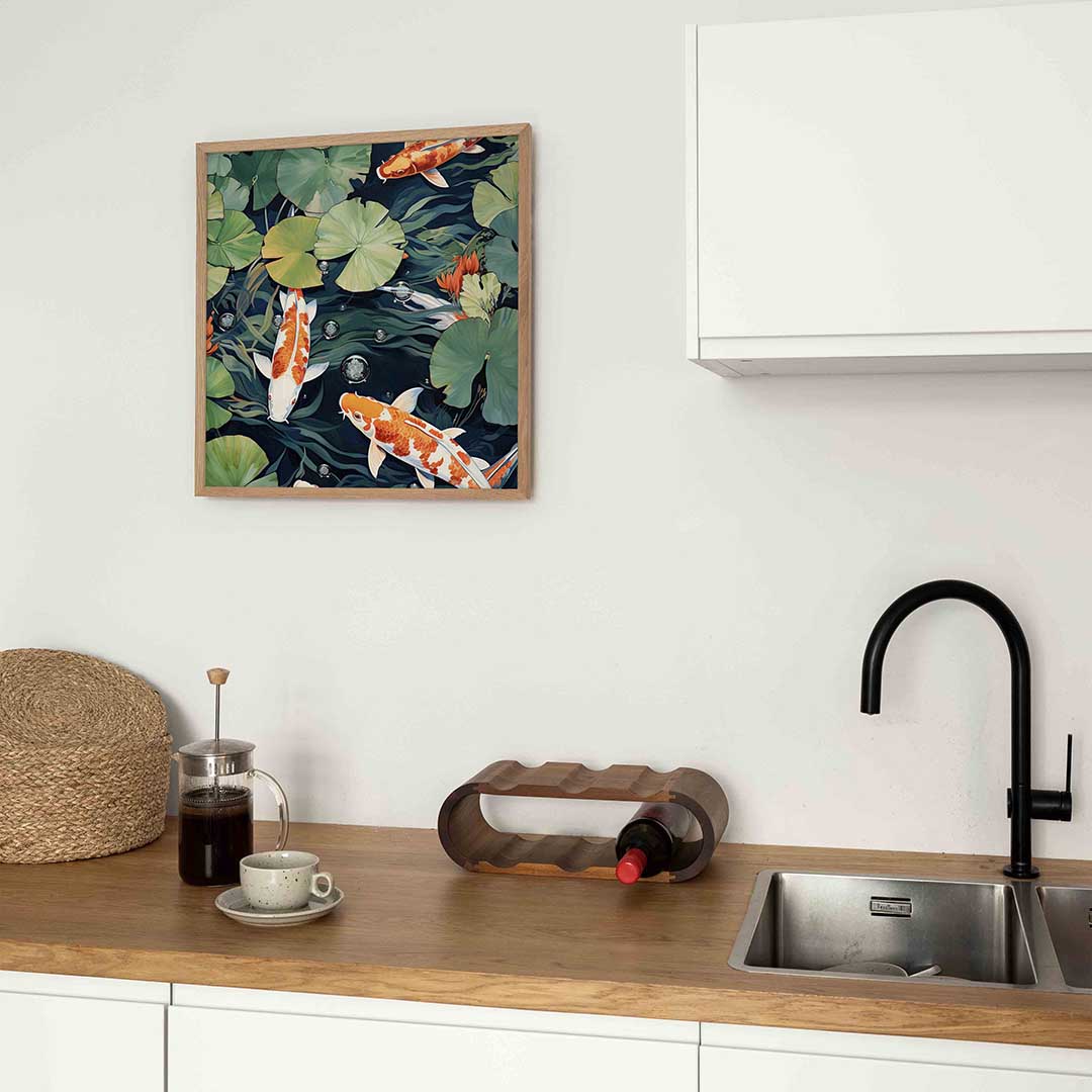 Koi vissen en waterlelies Poster