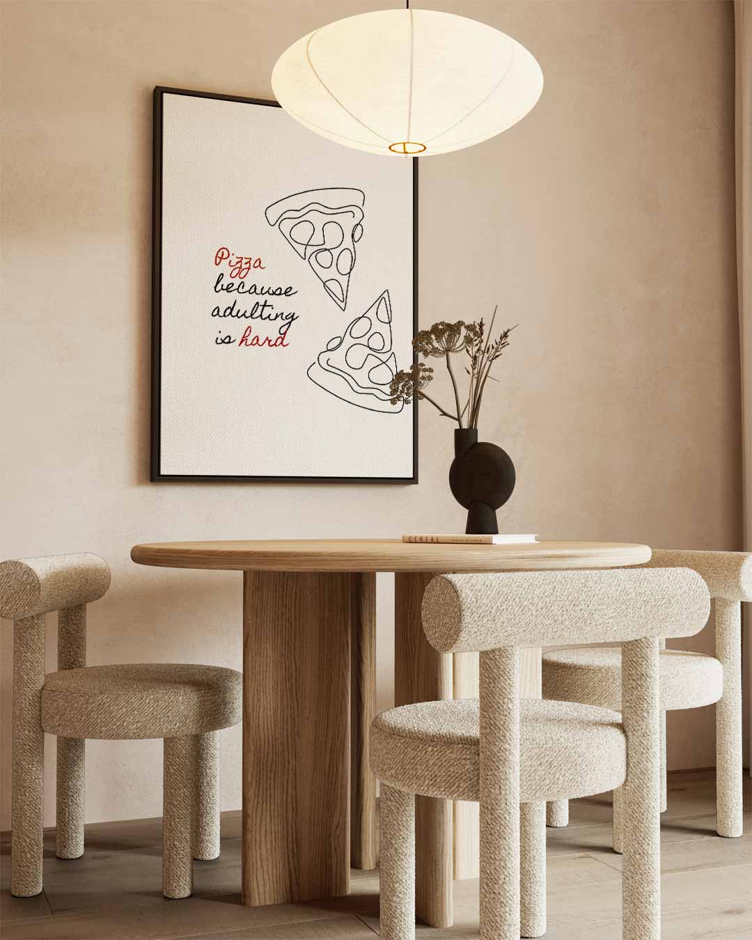 Humoristische Pizza Illustratie Kunstwerk-canvas-dibond-plexiglas-wanddecoratie-WallArtistic