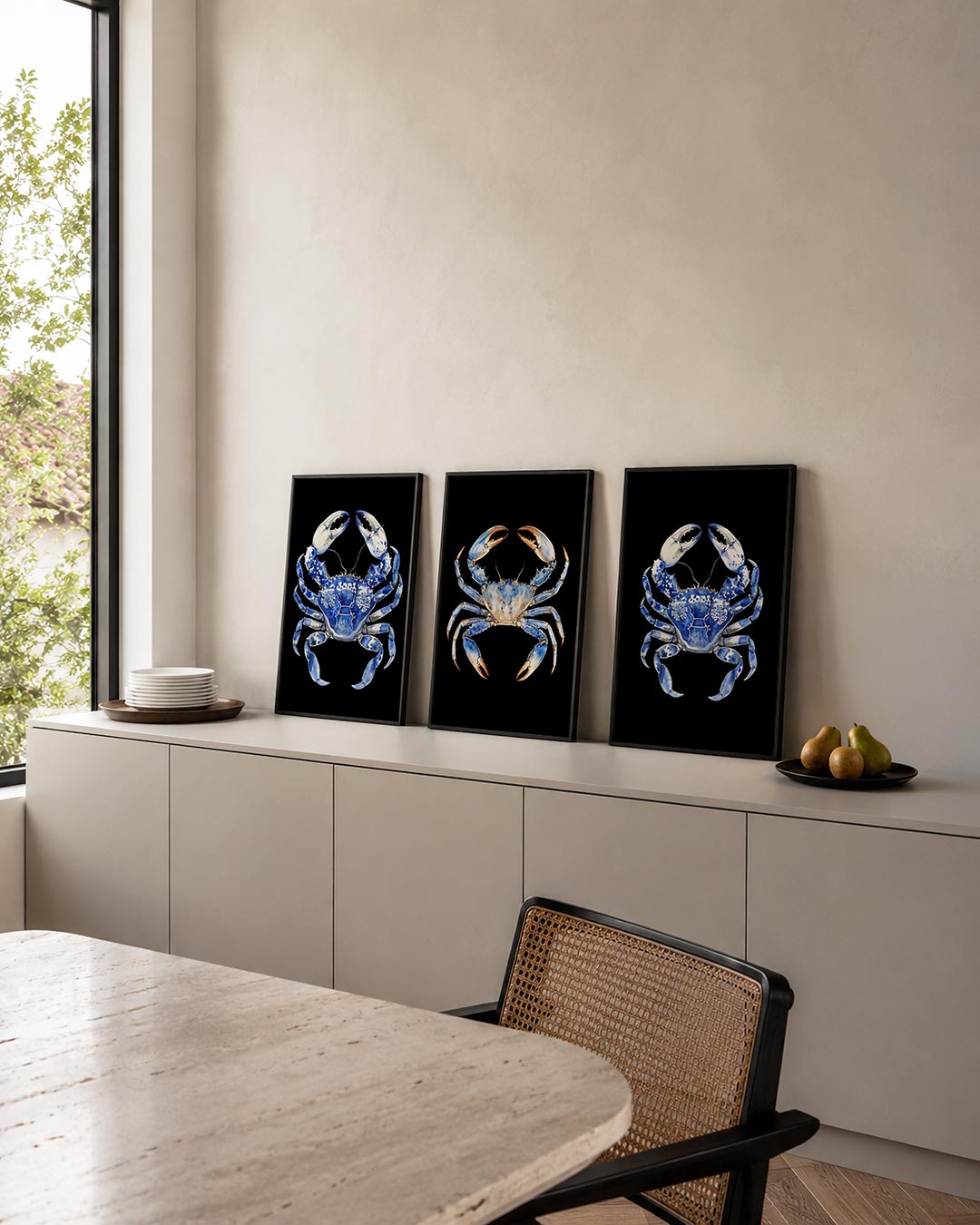 Blauwe krab illustratie Posterset