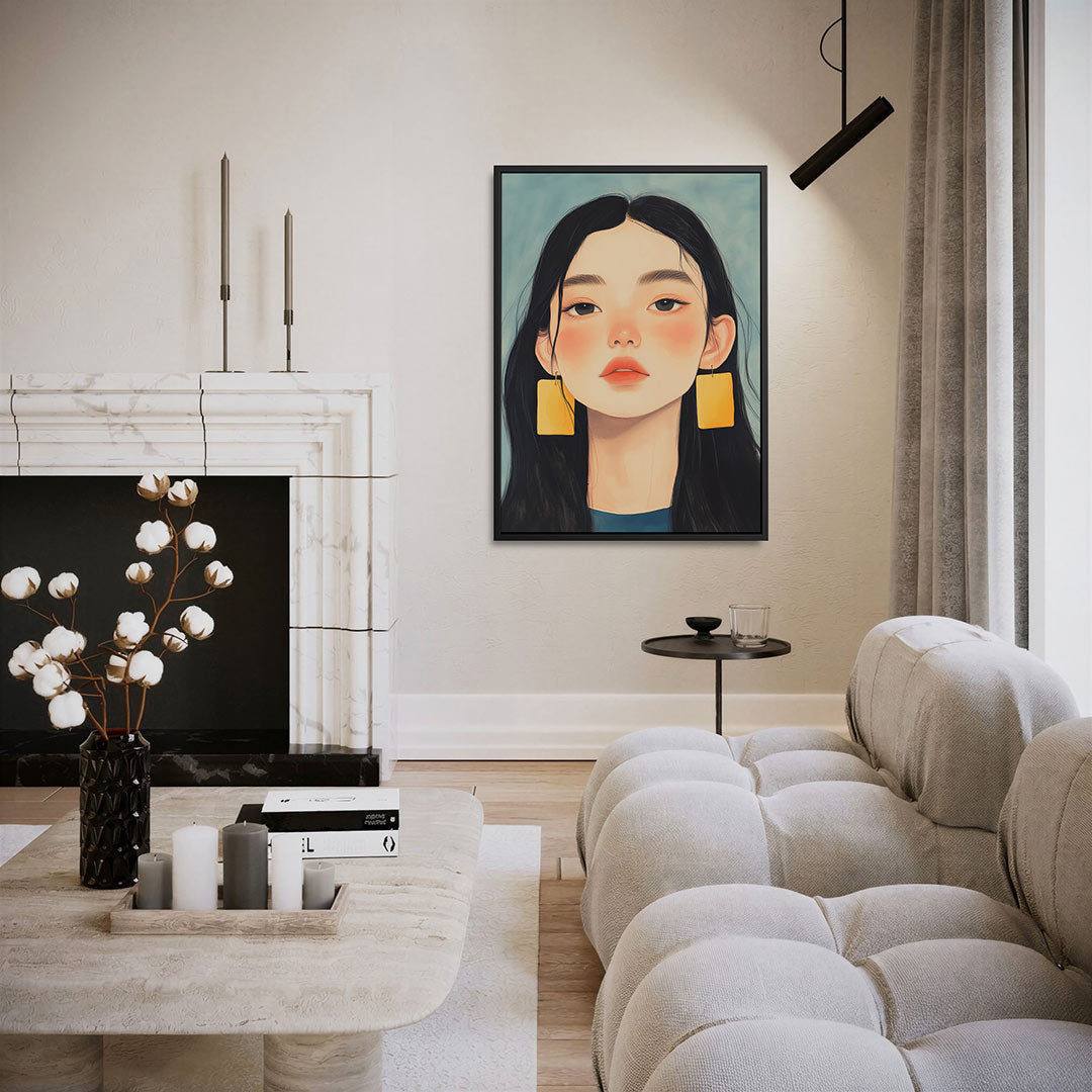 Portret met geometrische vormen Kunstwerk