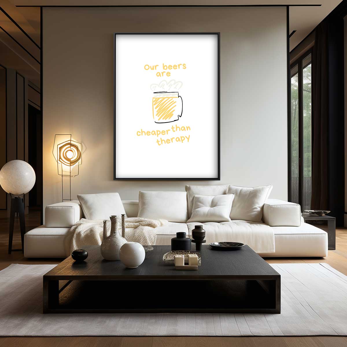 Humoristische Bierillustratie Kunstwerk-canvas-dibond-plexiglas-wanddecoratie-WallArtistic