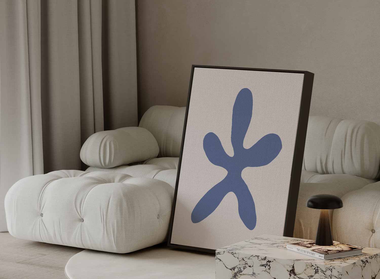 Blauwe Bloem Abstractie Kunstwerk-canvas-dibond-plexiglas-wanddecoratie-WallArtistic