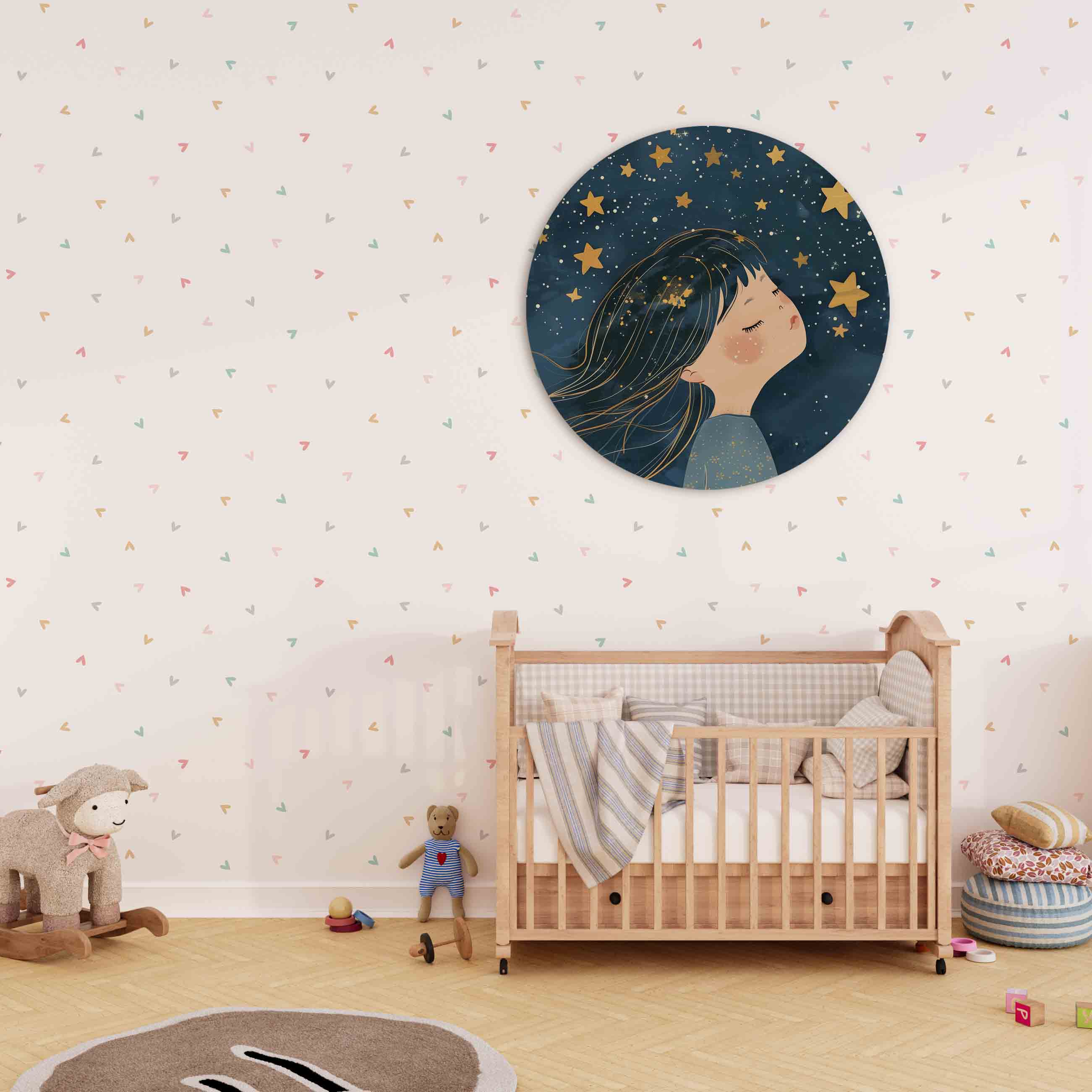 Meisje met sterren Muurcirkel