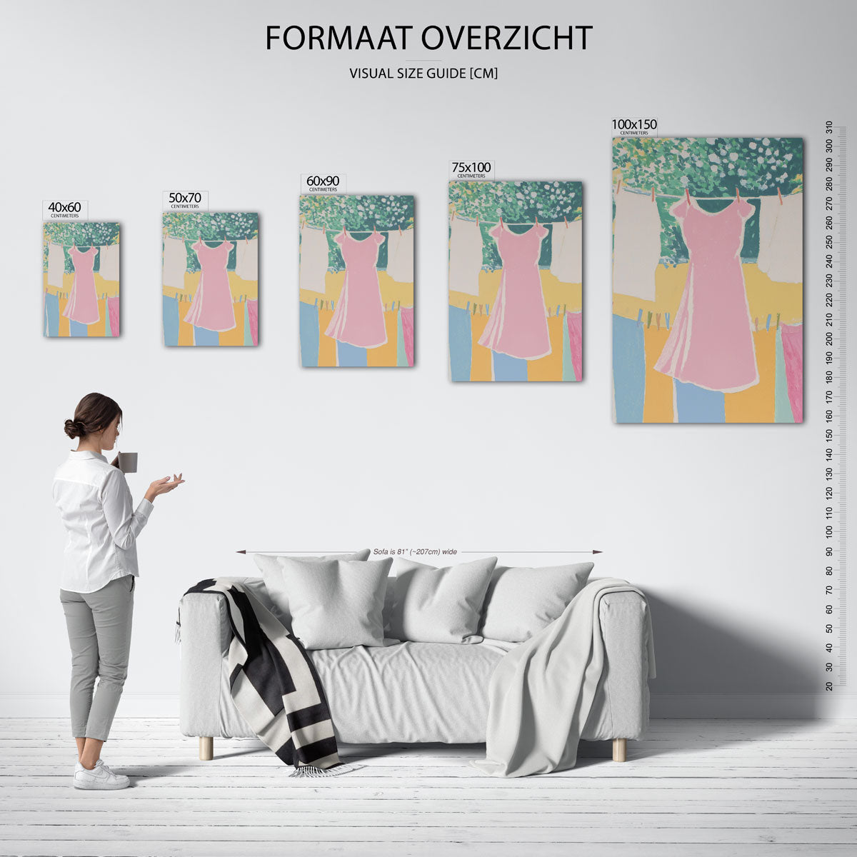 Kleurrijke waslijn Kunstwerk