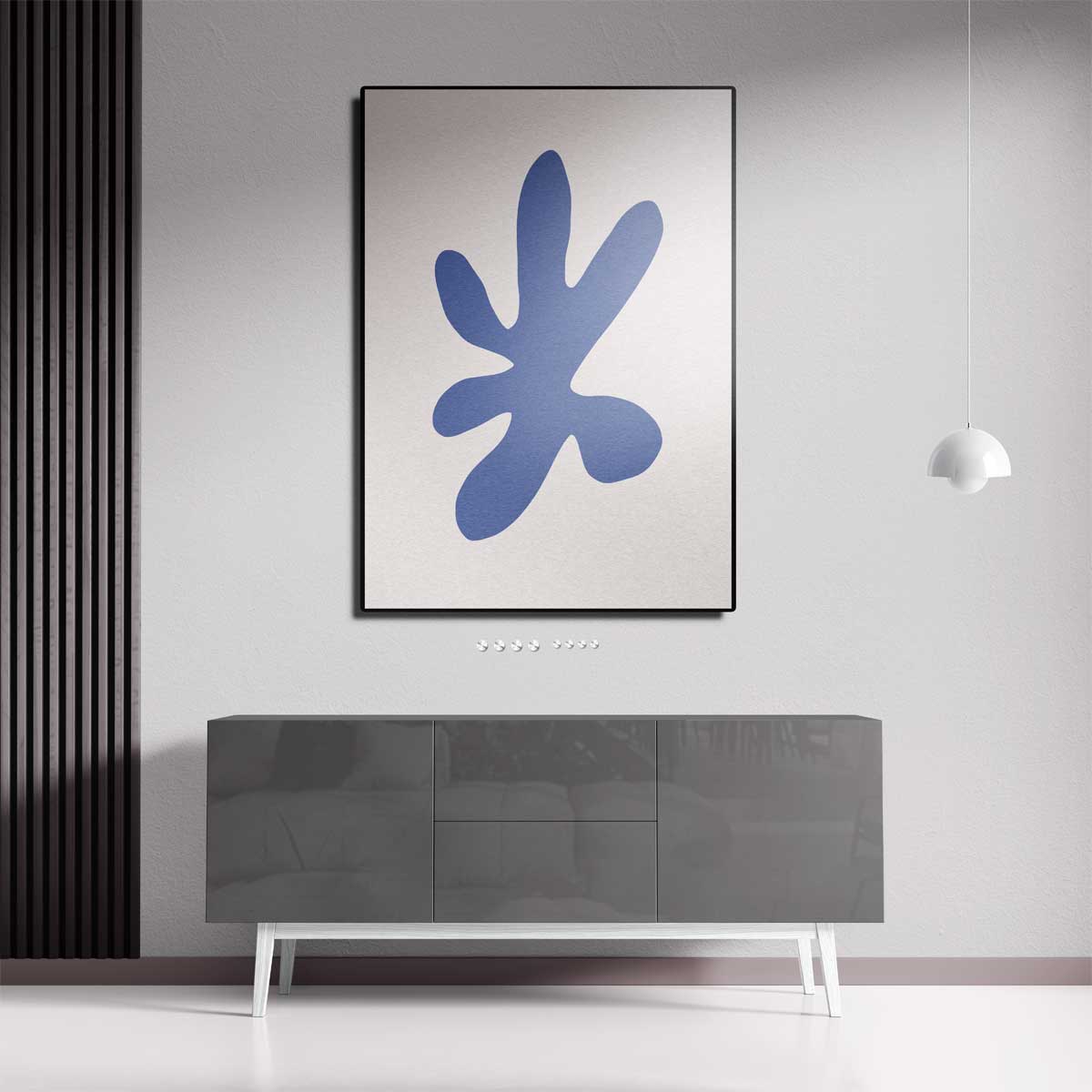 Modern Abstracte Bloem in Blauw Kunstwerk-canvas-dibond-plexiglas-wanddecoratie-WallArtistic