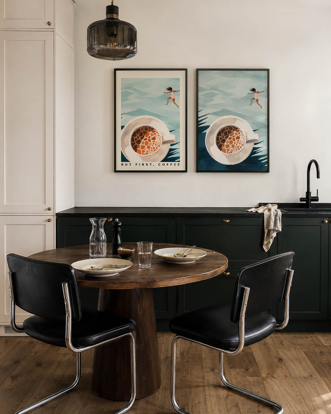 Koffie en sprong Posterset